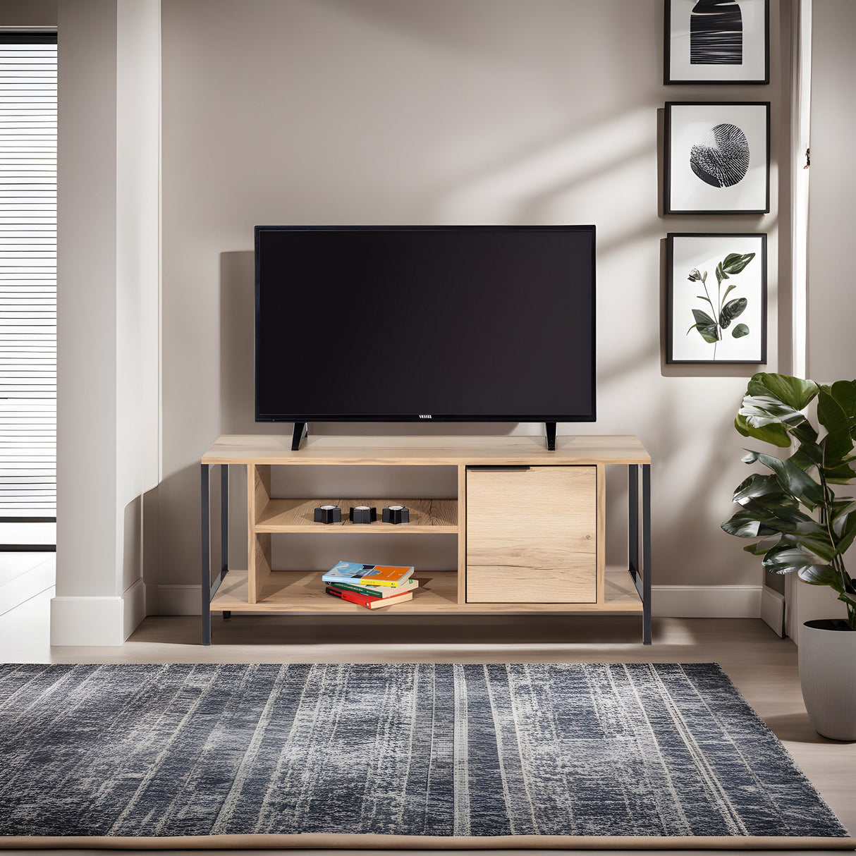Comodă TV Bond, Diverse culori, 120x35x48 cm - Felt - Negru | SKU: 854KLN3064 | Comodă TV Bond, 120x35x48 cm, varianta Felt - Negru, produs pentru amenajarea locuinței, disponibil online în România la CasaMob
