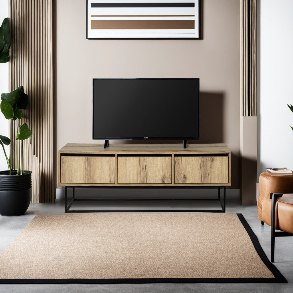 Comodă TV Kordon 140, Felt - Negru, 140x40x50 cm