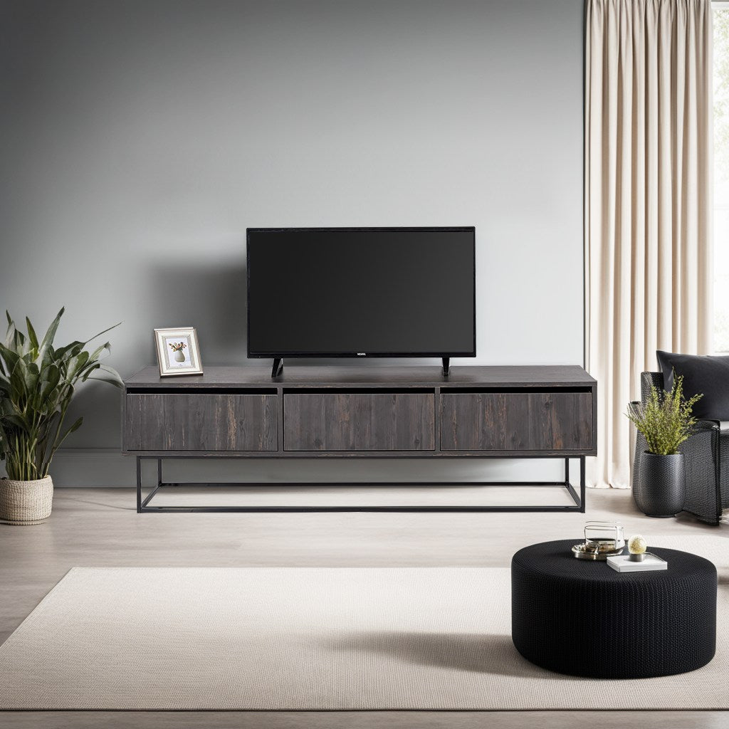 Comodă TV Kordon 180 - Rebab, Maro închis - Negru, 180x40x50 cm