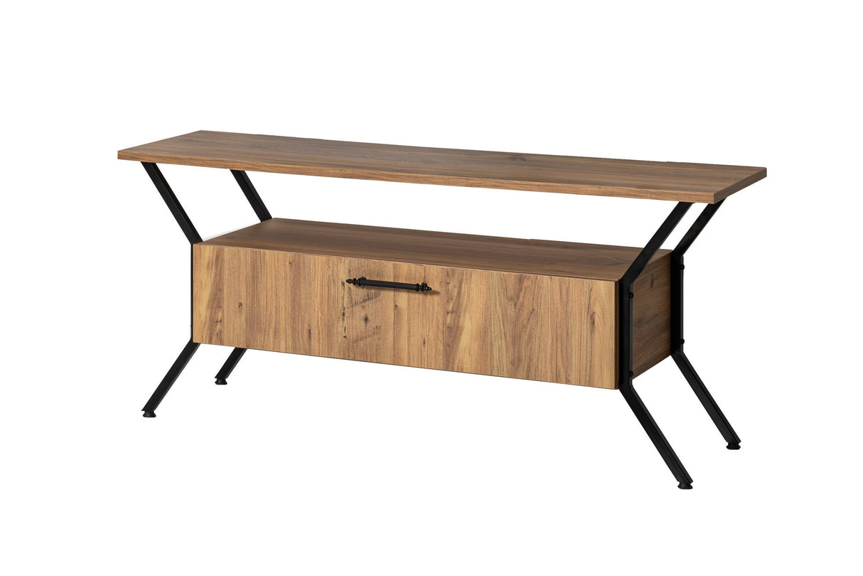 Comodă TV Tarz, Diverse culori, Diverse dimensiuni - Nuc - Negru - 125x35x54 cm | SKU: 854KLN3079 | Comodă TV Tarz, varianta Nuc - Negru - 125x35x54 cm, produs pentru amenajarea locuinței, disponibil online în România la CasaMob