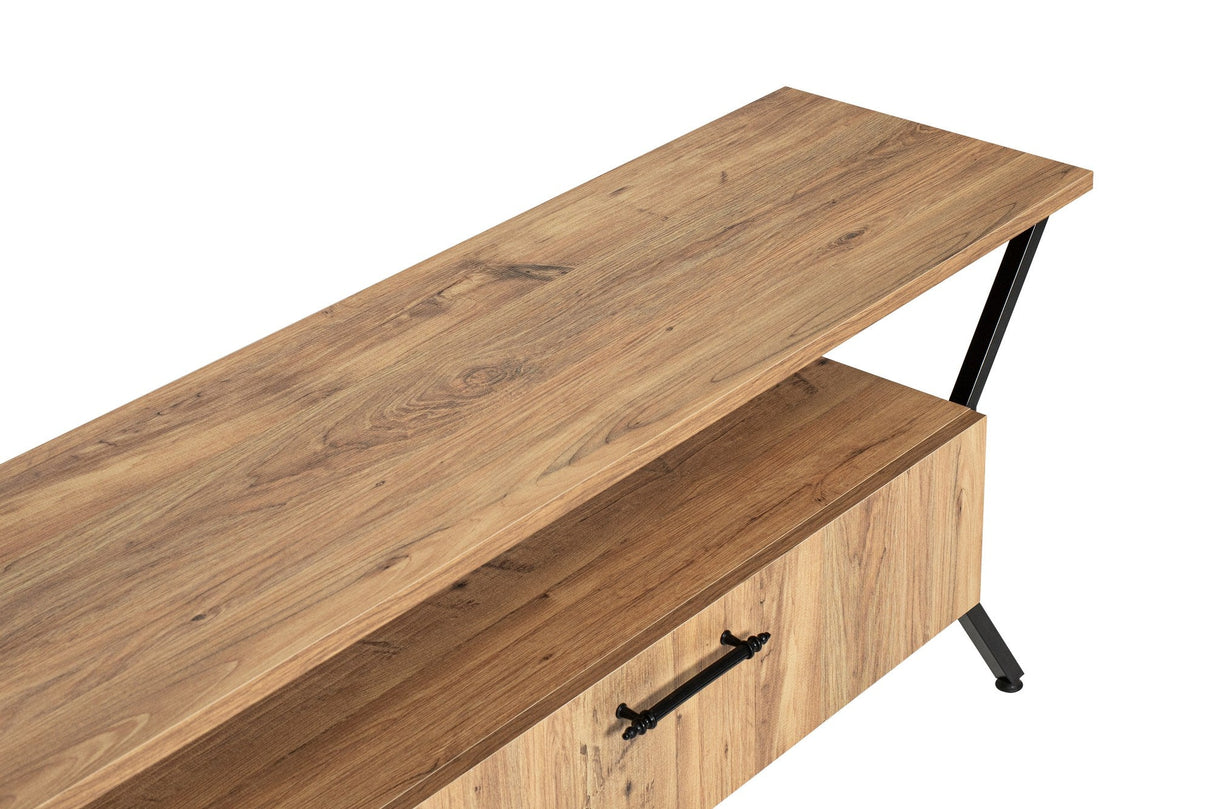 Comodă TV Tarz, Diverse culori, Diverse dimensiuni - Nuc - Negru - 125x35x54 cm | SKU: 854KLN3079 | Comodă TV Tarz, varianta Nuc - Negru - 125x35x54 cm, produs pentru amenajarea locuinței, disponibil online în România la CasaMob