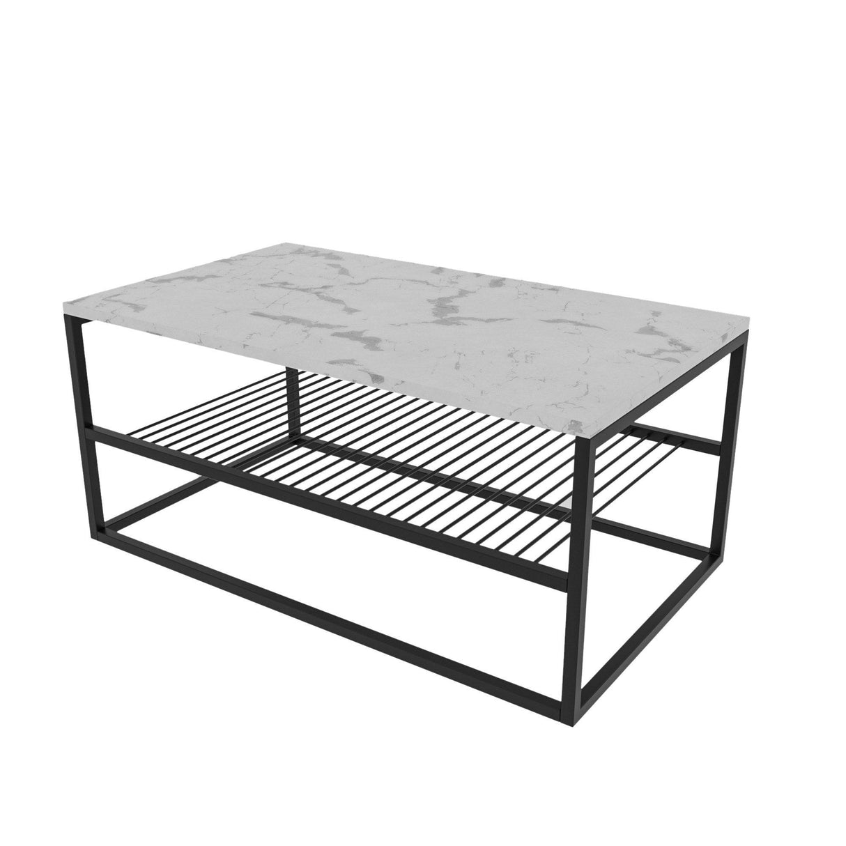 Masuta de cafea Melike, Stejar - Alb - Negru, 95 x 43 x 55 cm - Alb, SKU 854KLN4304