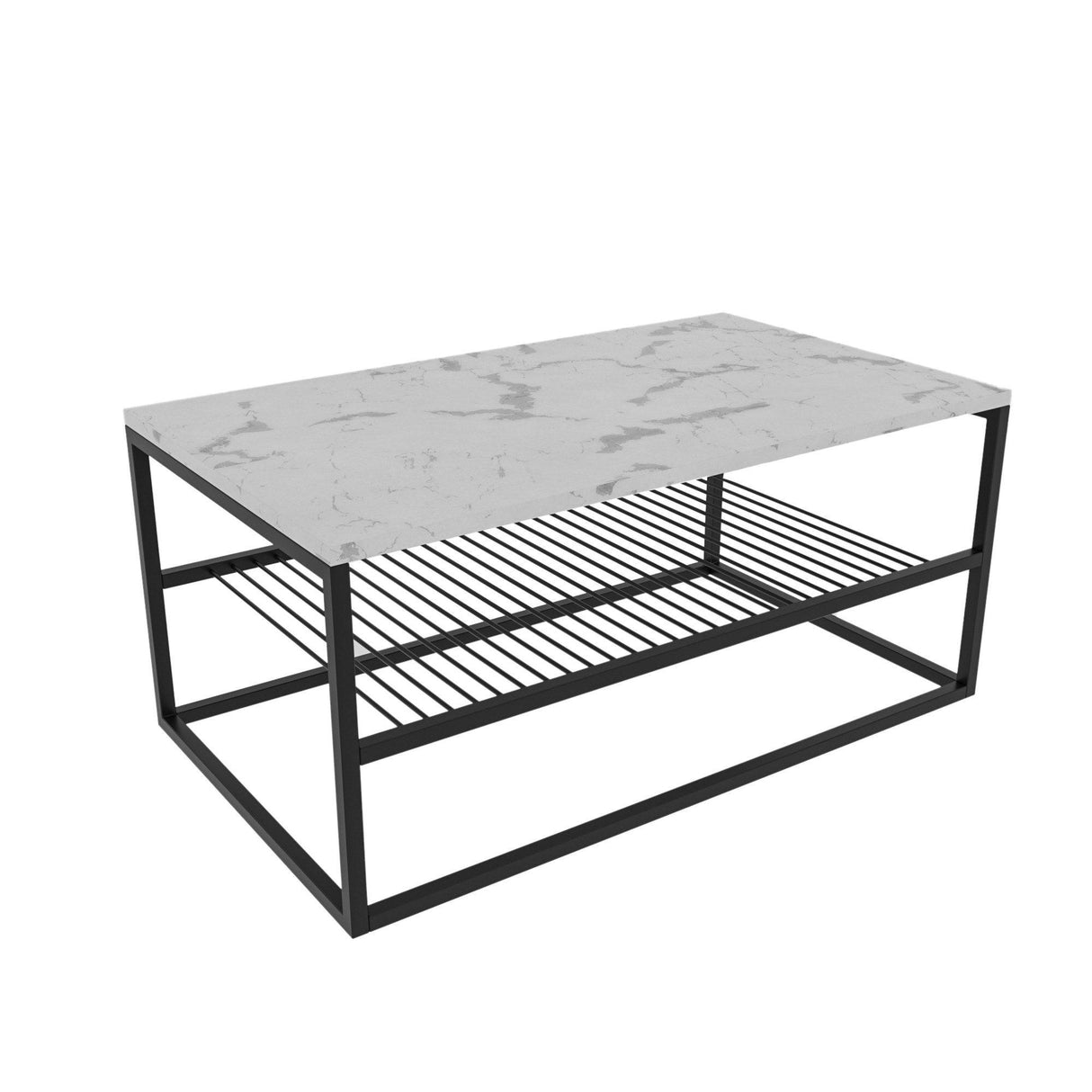 Masuta de cafea Melike, Stejar - Alb - Negru, 95 x 43 x 55 cm - Alb, SKU 854KLN4304