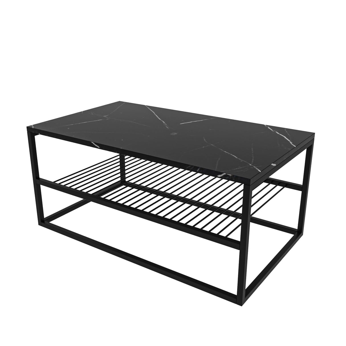 Masuta de cafea Melike, Stejar - Alb - Negru, 95 x 43 x 55 cm - Negru, SKU 854KLN4304