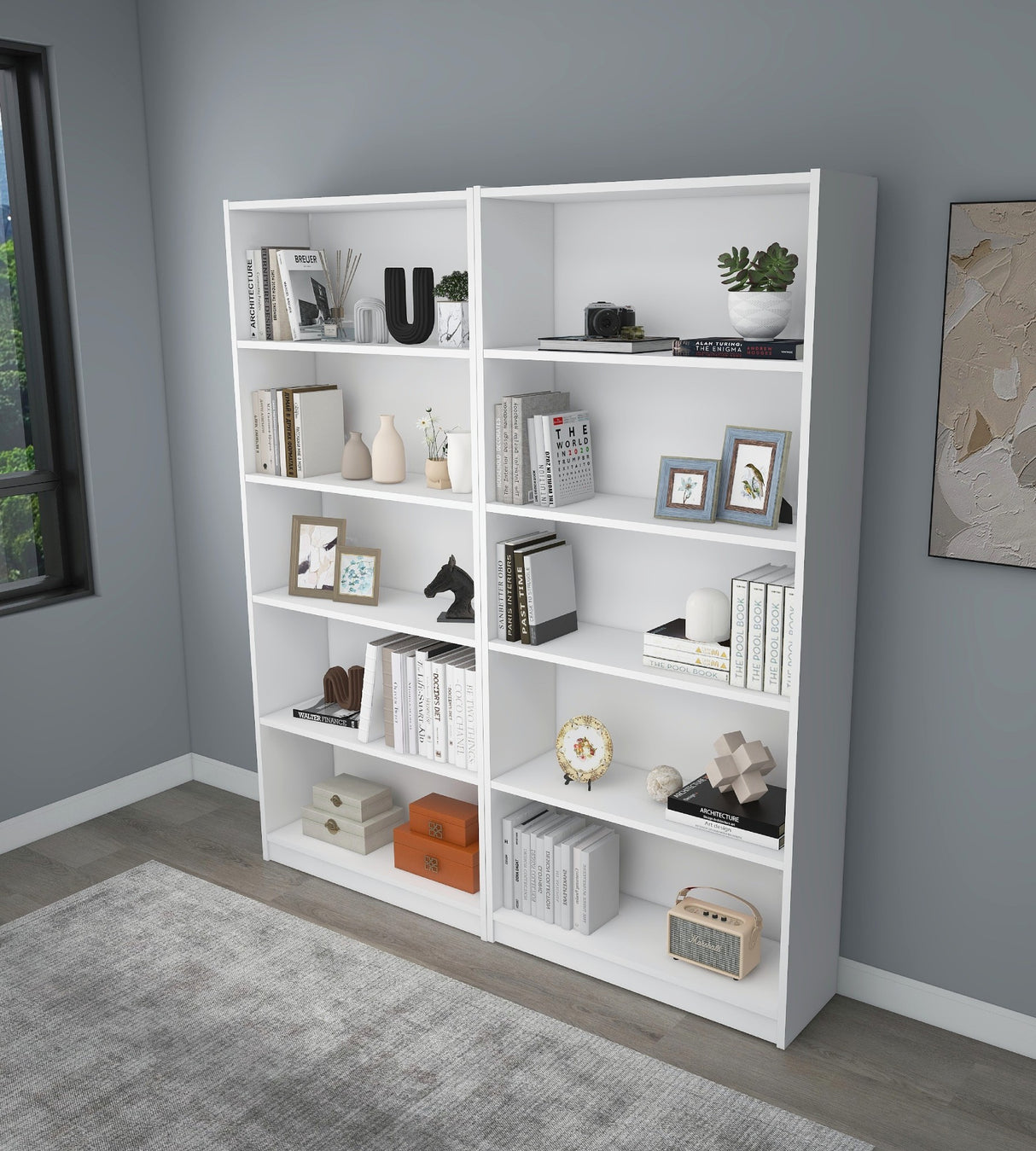 Bibliotecă Bigs, Diverse culori, 160x28x180 cm - Alb | SKU: 854KLN4705 | Bibliotecă Bigs, 160x28x180 cm, varianta Alb, produs pentru amenajarea locuinței, disponibil online în România la CasaMob
