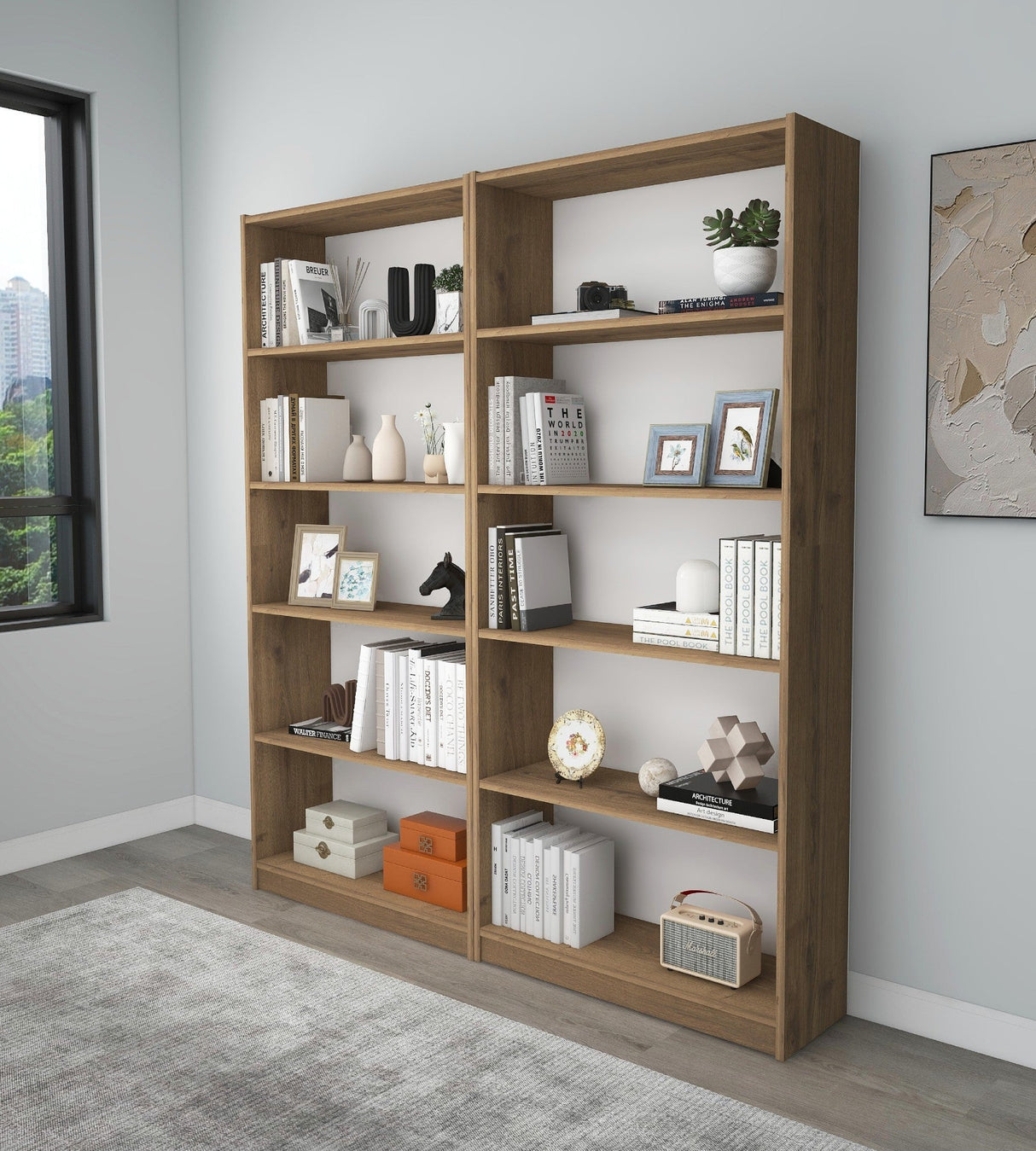 Bibliotecă Bigs, Diverse culori, 160x28x180 cm - Hitit | SKU: 854KLN4706 | Bibliotecă Bigs, 160x28x180 cm, varianta Hitit, produs pentru amenajarea locuinței, disponibil online în România la CasaMob