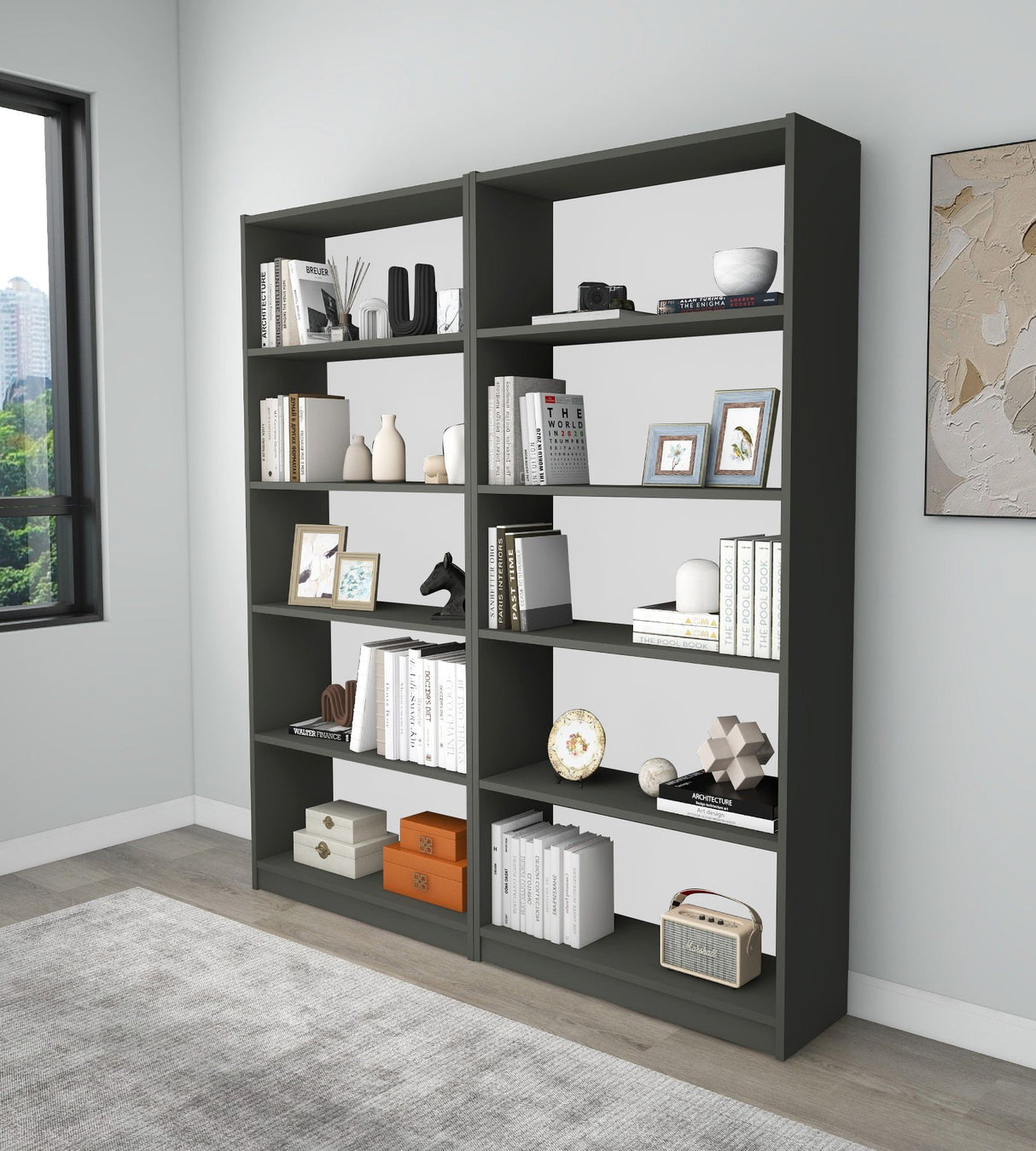 Bibliotecă Bigs, Diverse culori, 160x28x180 cm - Gri închis | SKU: 854KLN4707 | Bibliotecă Bigs, 160x28x180 cm, varianta Gri închis, produs pentru amenajarea locuinței, disponibil online în România la CasaMob