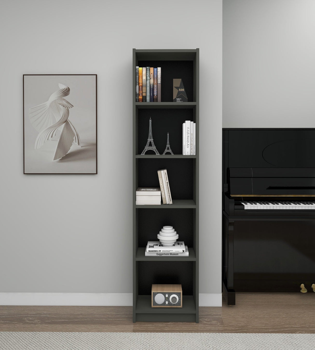 Bibliotecă Fulya, Diverse culori, 40x28x180 cm - Gri închis | SKU: 854KLN4710 | Bibliotecă Fulya, 40x28x180 cm, varianta Gri închis, produs pentru amenajarea locuinței, disponibil online în România la CasaMob