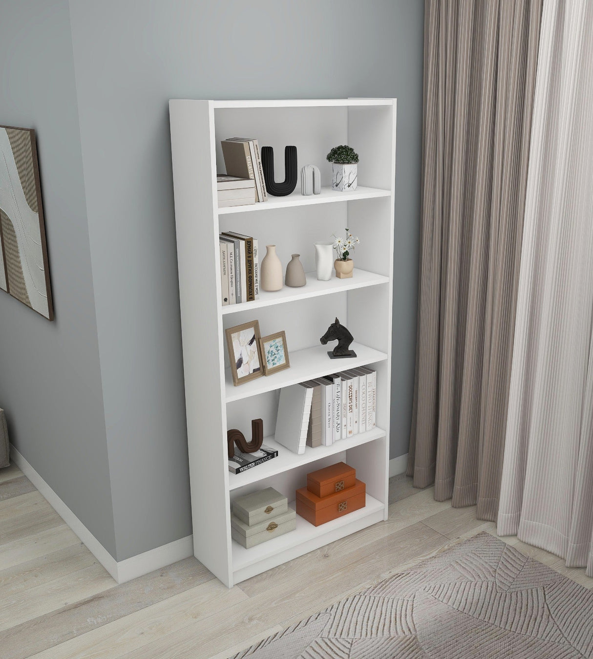 Bibliotecă Manolya, Diverse culori, 80x28x180 cm - Alb | SKU: 854KLN4713 | Bibliotecă Manolya, 80x28x180 cm, varianta Alb, produs pentru amenajarea locuinței, disponibil online în România la CasaMob