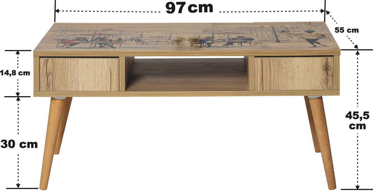 Măsuță de cafea Broadway, Pin atlantic, 97x55x45 cm