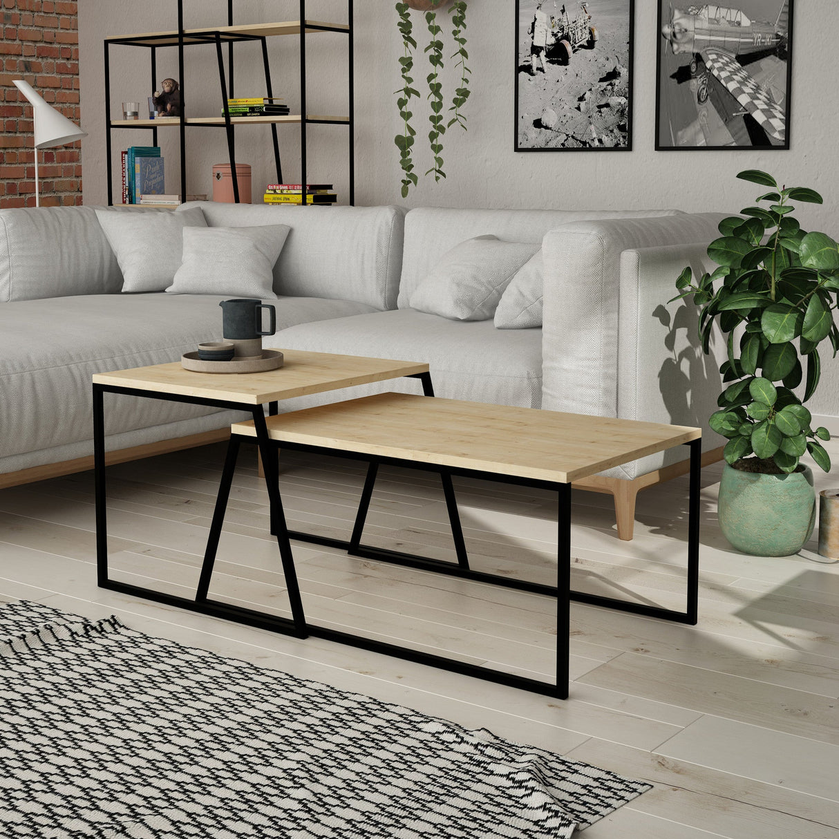 Măsuță de cafea Pal Orta Sehpa, Diverse culori, 88x50x38 cm - Stejar - Negru | SKU: 855DTE2917 | Măsuță de cafea Pal Orta Sehpa, 88x50x38 cm, varianta Stejar - Negru, produs pentru amenajarea locuinței, disponibil online în România la CasaMob