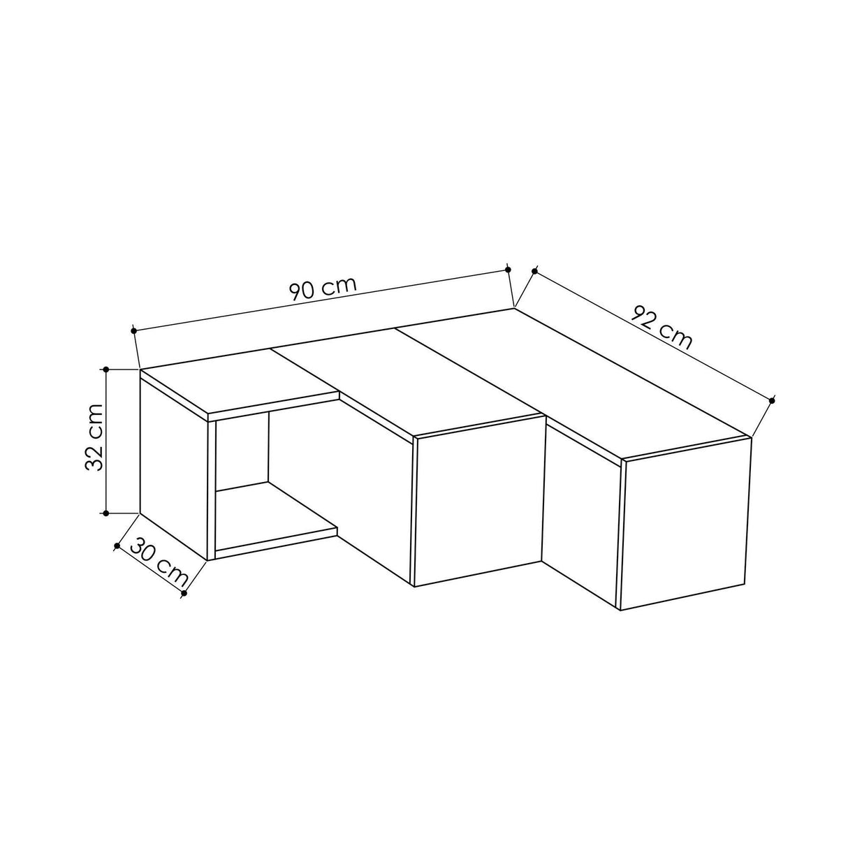 Comoda Tv Trepte cu sertare ascunse , Alb, 90 x 32 x 92 cm