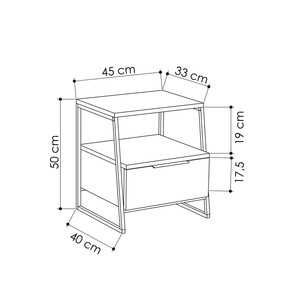 Noptiera Temel Reis cu sertar, Alb - Crem (diverse dimensiuni) - Alb, SKU 855DTE3514