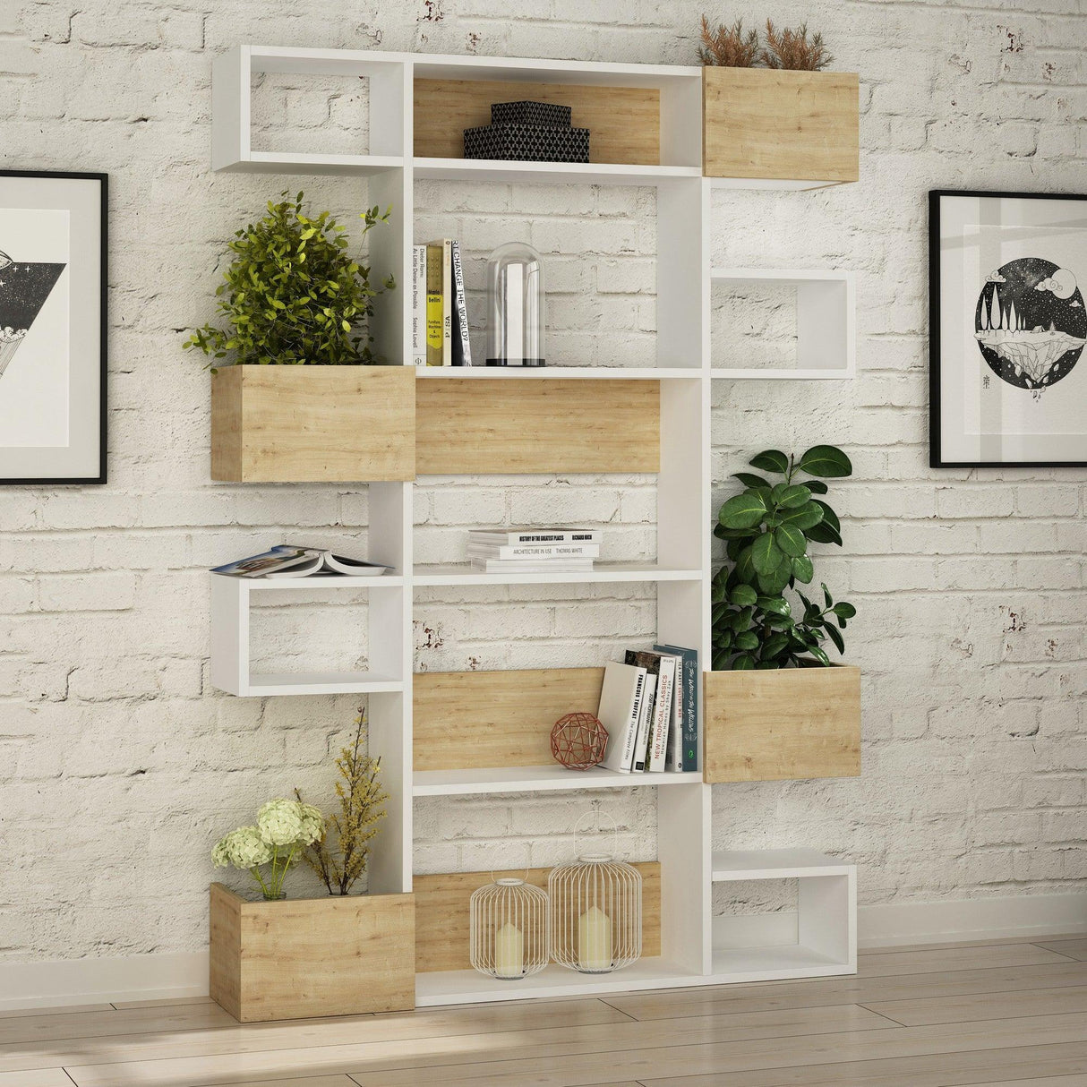 Biblioteca Mete Gunes 5 Rafturi, 120x27x171 cm - Stejar, SKU 855DTE3720