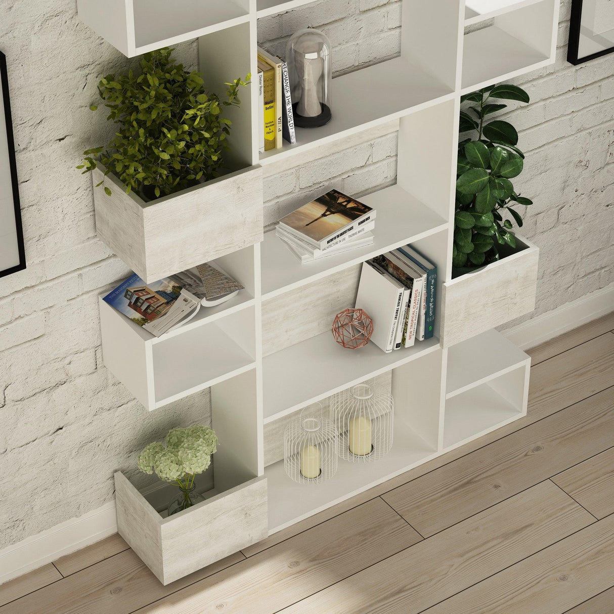 Biblioteca Mete Gunes 5 Rafturi, 120x27x171 cm - Alb, SKU 855DTE3720