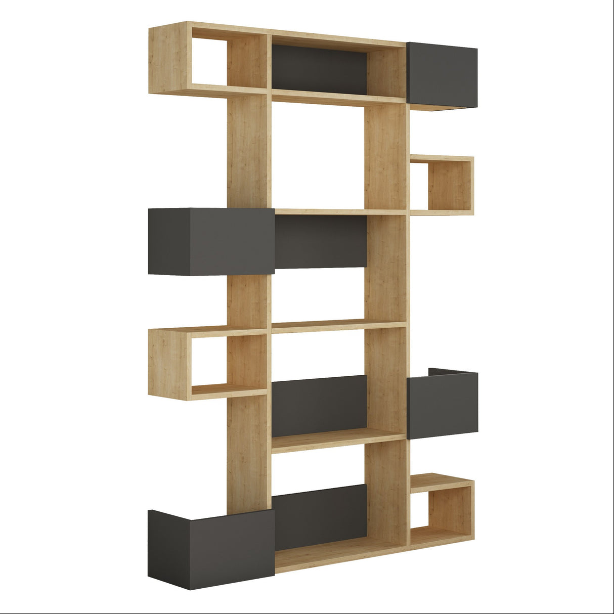 Bibliotecă Niho, Stejar - Antracit, 120x27x171 cm