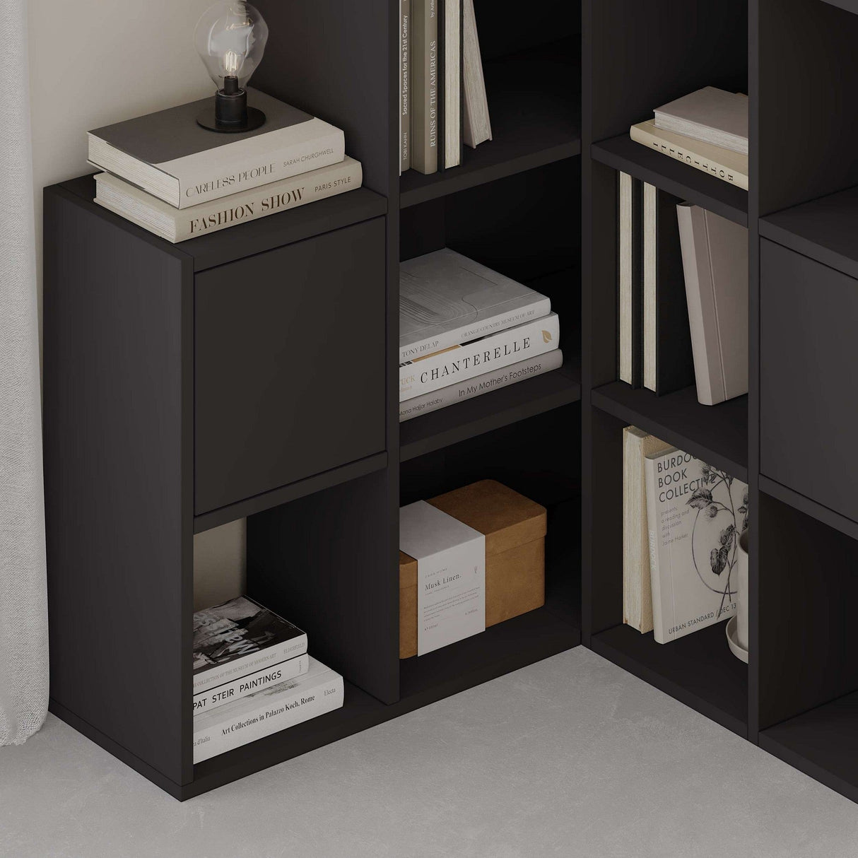Bibliotecă Paleo, Diverse culori, 151x28x151 cm - Negru | SKU: 855DTE3784 | Bibliotecă Paleo, 151x28x151 cm, varianta Negru, produs pentru amenajarea locuinței, disponibil online în România la CasaMob