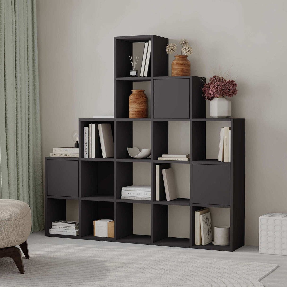 Bibliotecă Paleo, Diverse culori, 151x28x151 cm - Negru | SKU: 855DTE3784 | Bibliotecă Paleo, 151x28x151 cm, varianta Negru, produs pentru amenajarea locuinței, disponibil online în România la CasaMob