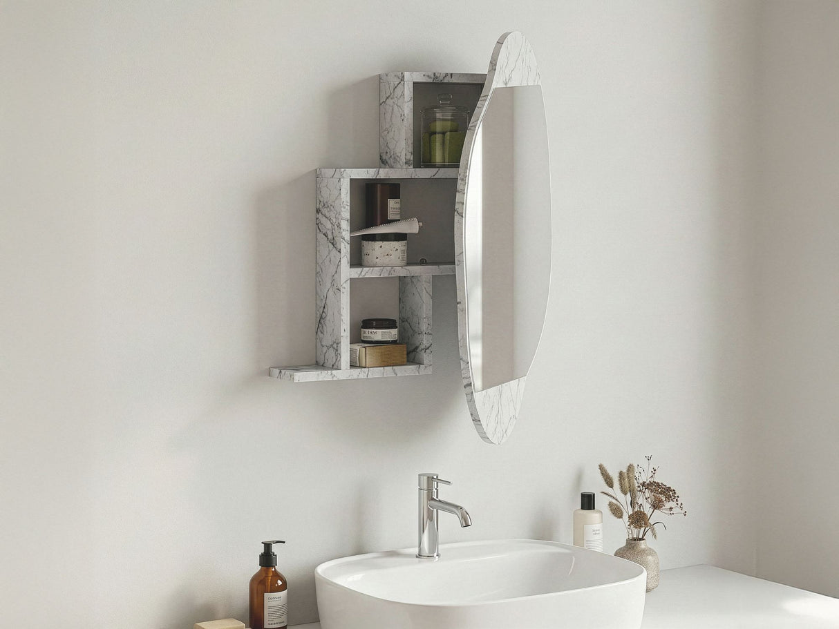 Dulap de baie Cloud Storage Bathroom Wall Mirror, Diverse culori, 60x13x75 cm - Carrara | SKU: 855DTE5114 | Dulap de baie Cloud Storage Bathroom Wall Mirror, 60x13x75 cm, varianta Carrara, produs pentru amenajarea locuinței, disponibil online în România la CasaMob