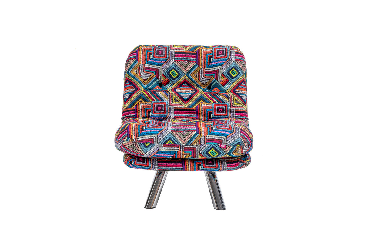 Fotoliu extensibil Misa Small Solo - Patchwork, Multicolor, 70x52x40 cm