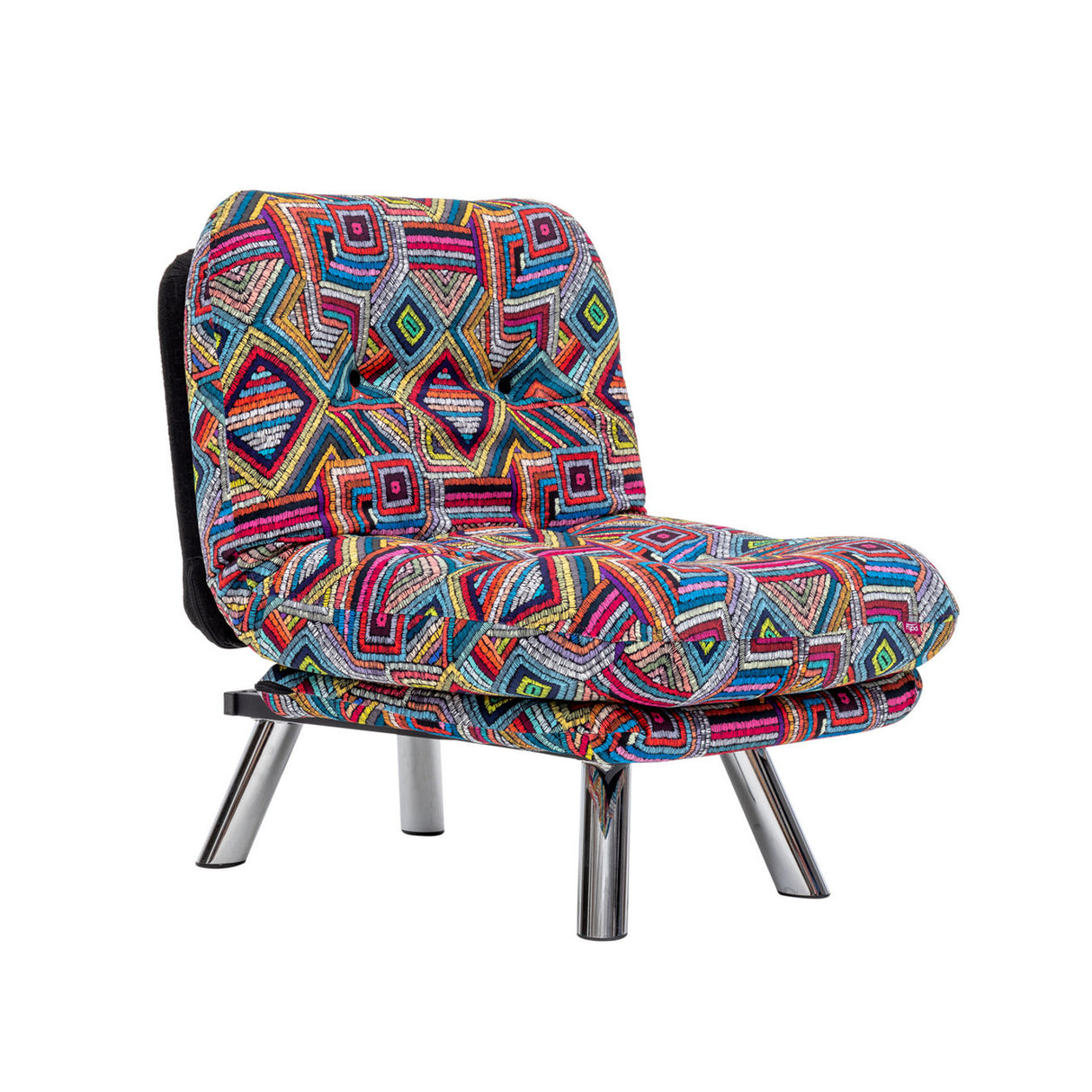Fotoliu extensibil Misa Small Solo - Patchwork, Multicolor, 70x52x40 cm