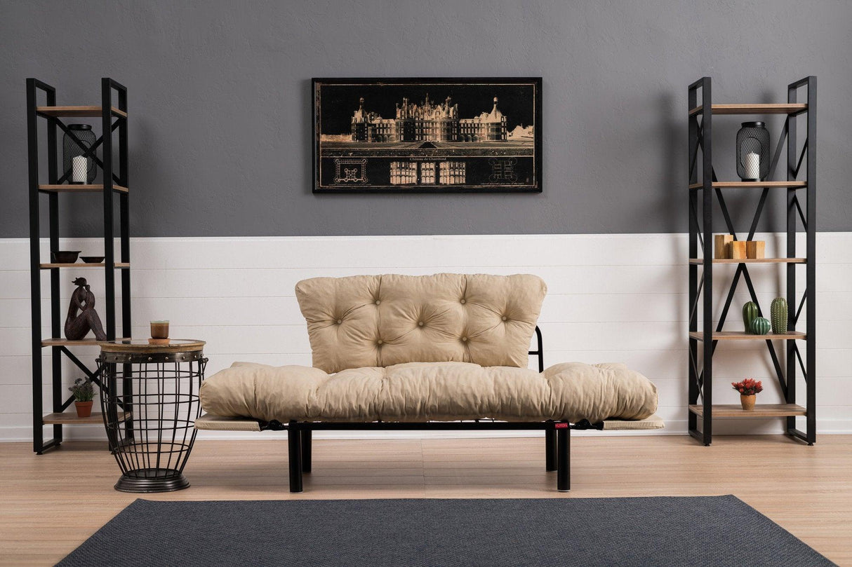Canapea extensibilă 2 locuri Nitta, Diverse culori, 155x70x85 cm - Crem | SKU: 859FTN1216 | Canapea extensibilă 2 locuri Nitta, 155x70x85 cm, varianta Crem, produs pentru amenajarea locuinței, disponibil online în România la CasaMob