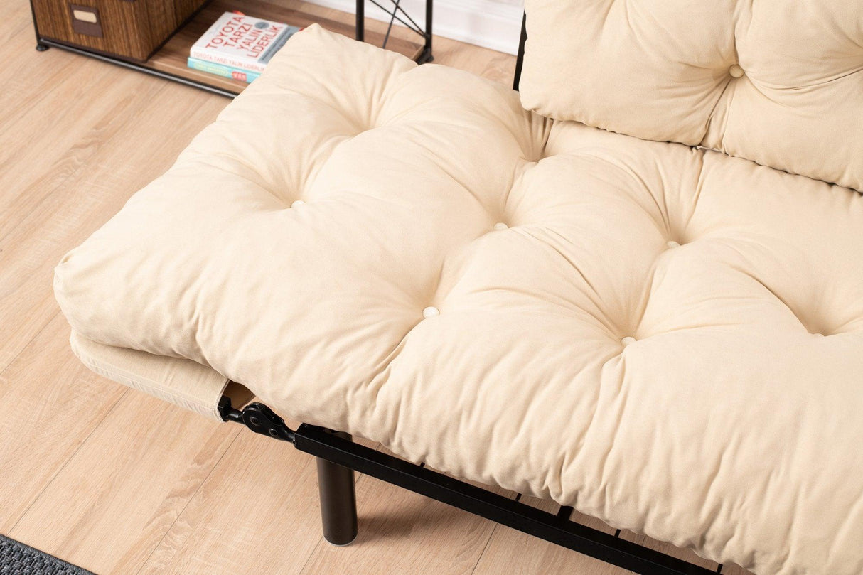 Canapea extensibilă 2 locuri Nitta, Diverse culori, 155x70x85 cm - Crem | SKU: 859FTN1216 | Canapea extensibilă 2 locuri Nitta, 155x70x85 cm, varianta Crem, produs pentru amenajarea locuinței, disponibil online în România la CasaMob