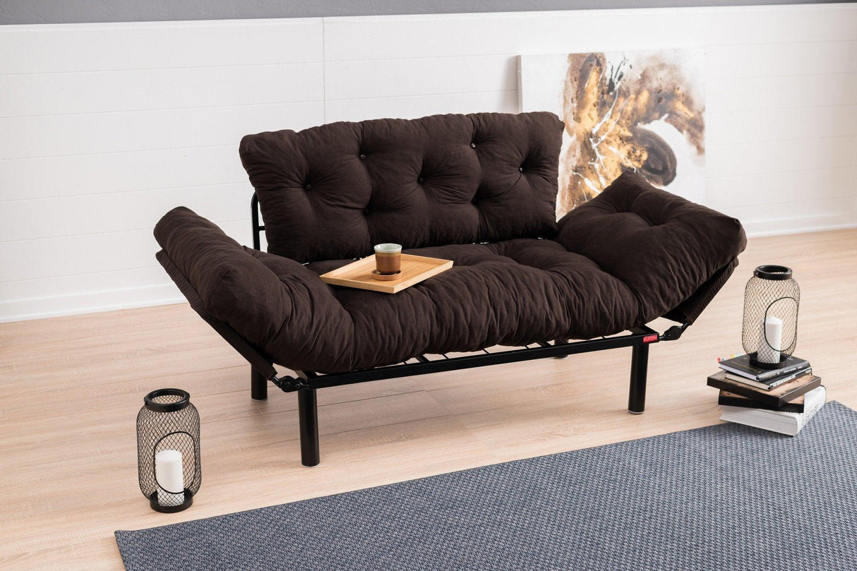 Canapea extensibilă 2 locuri Nitta, Diverse culori, 155x70x85 cm - Maro | SKU: 859FTN1217 | Canapea extensibilă 2 locuri Nitta, 155x70x85 cm, varianta Maro, produs pentru amenajarea locuinței, disponibil online în România la CasaMob