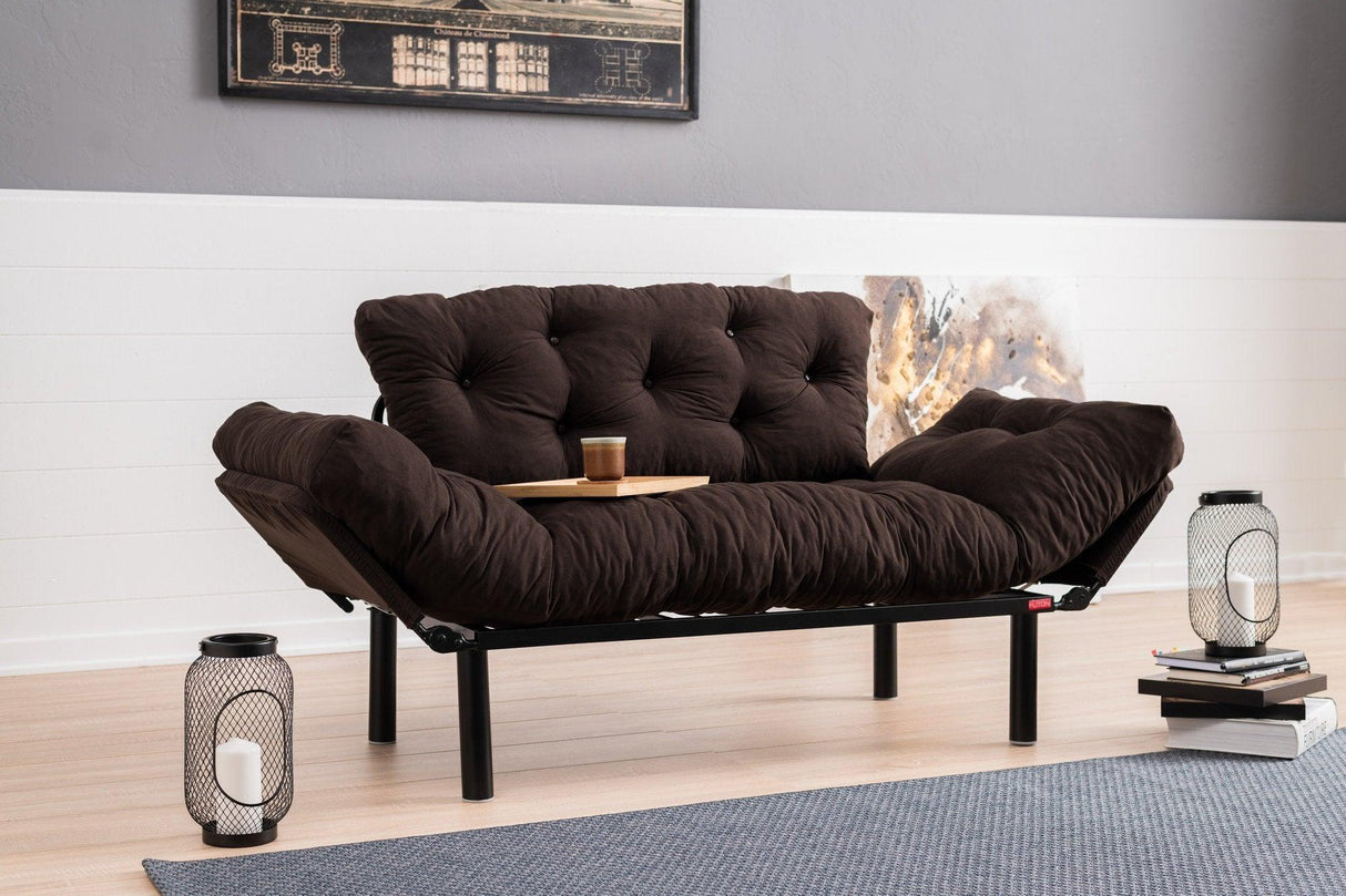 Canapea extensibilă 2 locuri Nitta, Diverse culori, 155x70x85 cm - Maro | SKU: 859FTN1217 | Canapea extensibilă 2 locuri Nitta, 155x70x85 cm, varianta Maro, produs pentru amenajarea locuinței, disponibil online în România la CasaMob