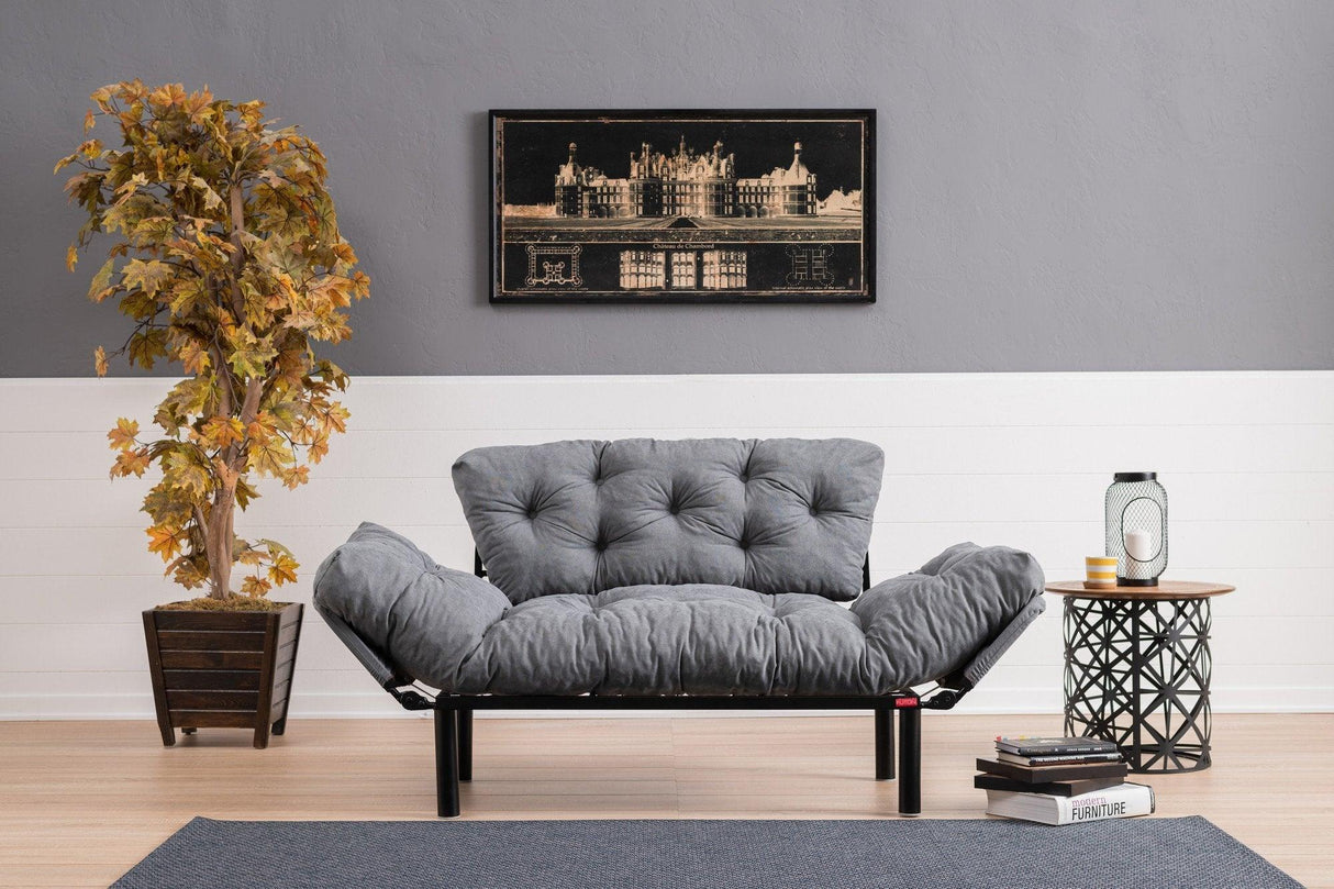 Canapea extensibilă 2 locuri Nitta, Diverse culori, 155x70x85 cm - Gri | SKU: 859FTN1218 | Canapea extensibilă 2 locuri Nitta, 155x70x85 cm, varianta Gri, produs pentru amenajarea locuinței, disponibil online în România la CasaMob