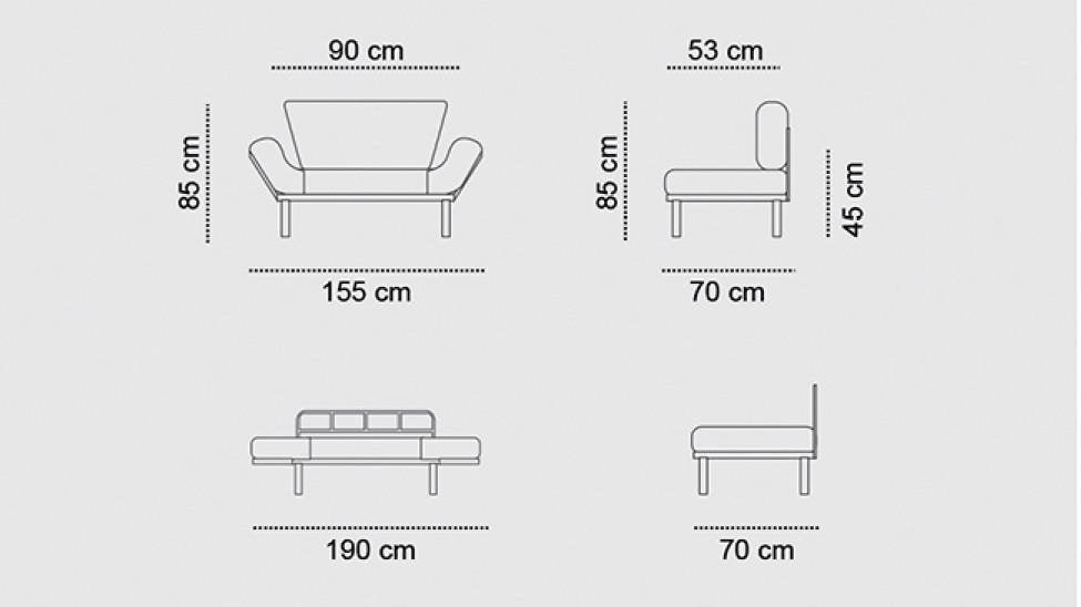 Canapea extensibilă 2 locuri Nitta, Diverse culori, 155x70x85 cm - Gri | SKU: 859FTN1218 | Canapea extensibilă 2 locuri Nitta, 155x70x85 cm, varianta Gri, produs pentru amenajarea locuinței, disponibil online în România la CasaMob