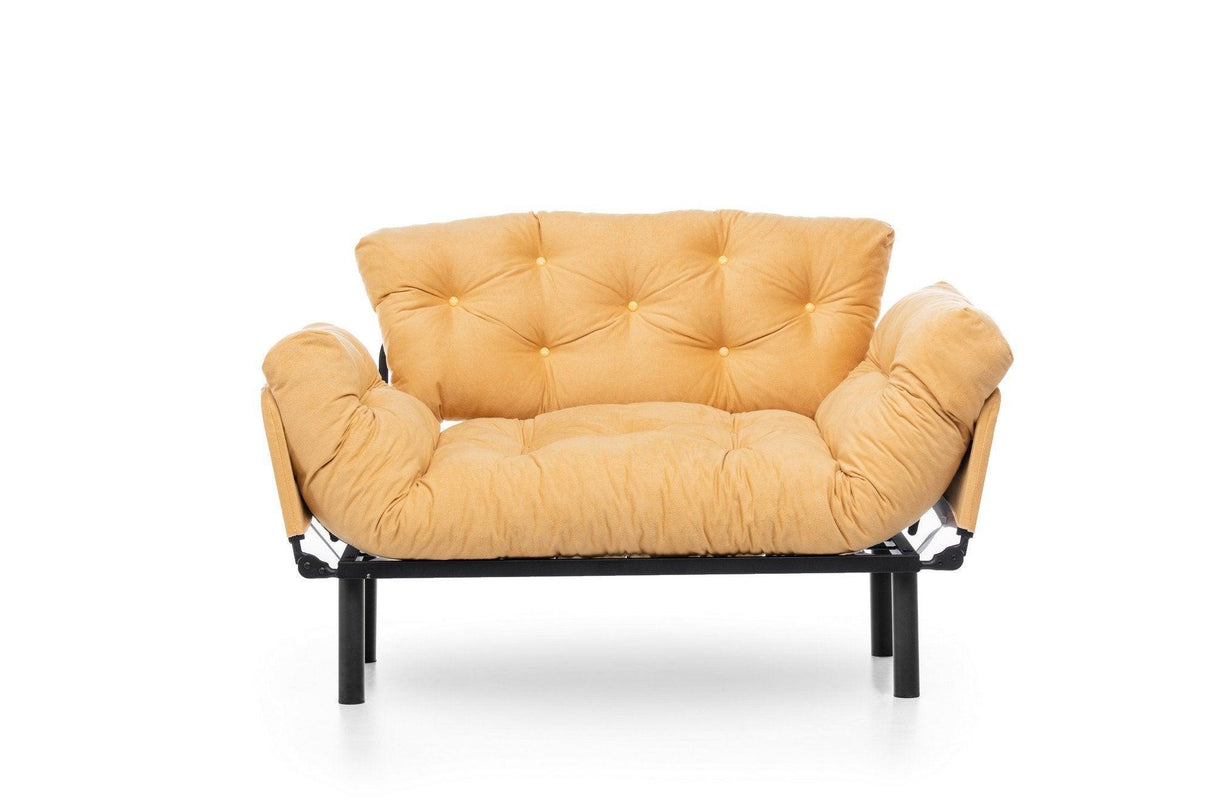 Canapea extensibilă 2 locuri Nitta, Diverse culori, 155x70x85 cm - Muștar | SKU: 859FTN1245 | Canapea extensibilă 2 locuri Nitta, 155x70x85 cm, varianta Muștar, produs pentru amenajarea locuinței, disponibil online în România la CasaMob