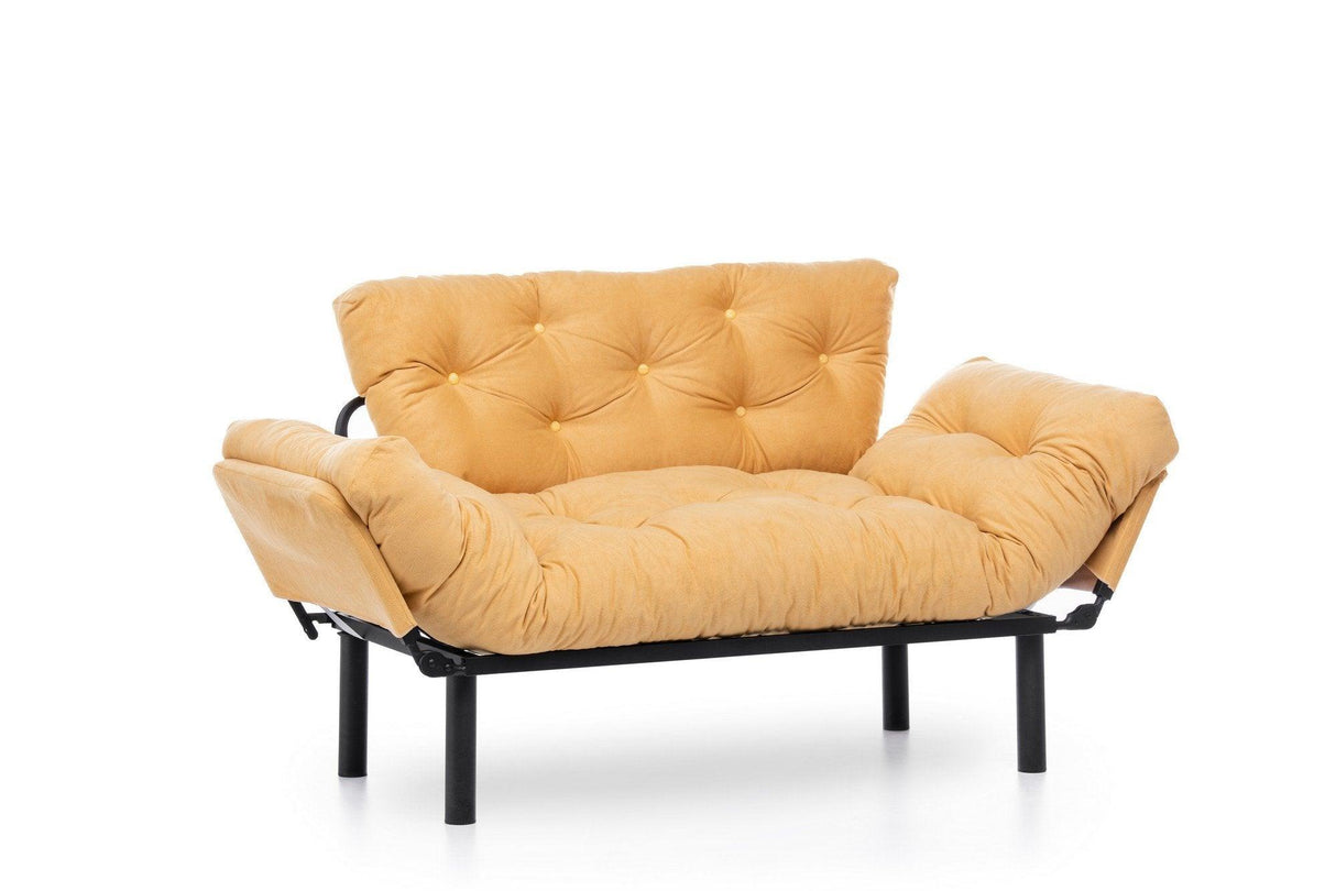 Canapea extensibilă 2 locuri Nitta, Diverse culori, 155x70x85 cm - Muștar | SKU: 859FTN1245 | Canapea extensibilă 2 locuri Nitta, 155x70x85 cm, varianta Muștar, produs pentru amenajarea locuinței, disponibil online în România la CasaMob