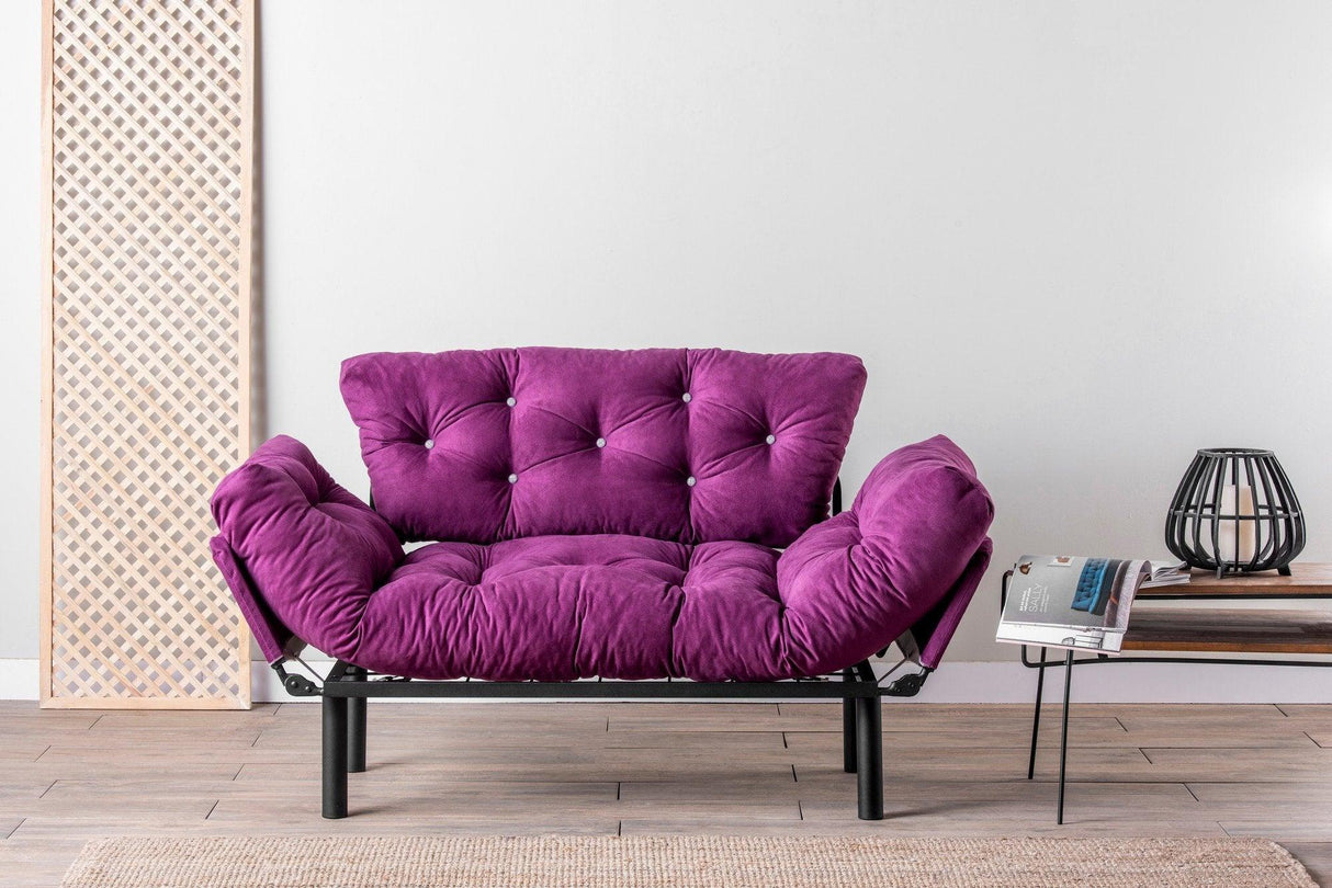 Canapea extensibilă 2 locuri Nitta, Diverse culori, 155x70x85 cm - Mov | SKU: 859FTN1246 | Canapea extensibilă 2 locuri Nitta, 155x70x85 cm, varianta Mov, produs pentru amenajarea locuinței, disponibil online în România la CasaMob