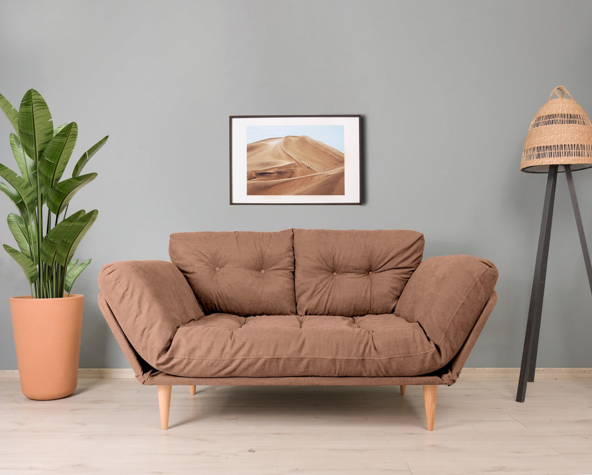Canapea extensibilă 3 locuri Nina, Diverse culori, 120x60x40 cm - Maro deschis | SKU: 859FTN1354 | Canapea extensibilă 3 locuri Nina, 120x60x40 cm, varianta Maro deschis, produs pentru amenajarea locuinței, disponibil online în România la CasaMob