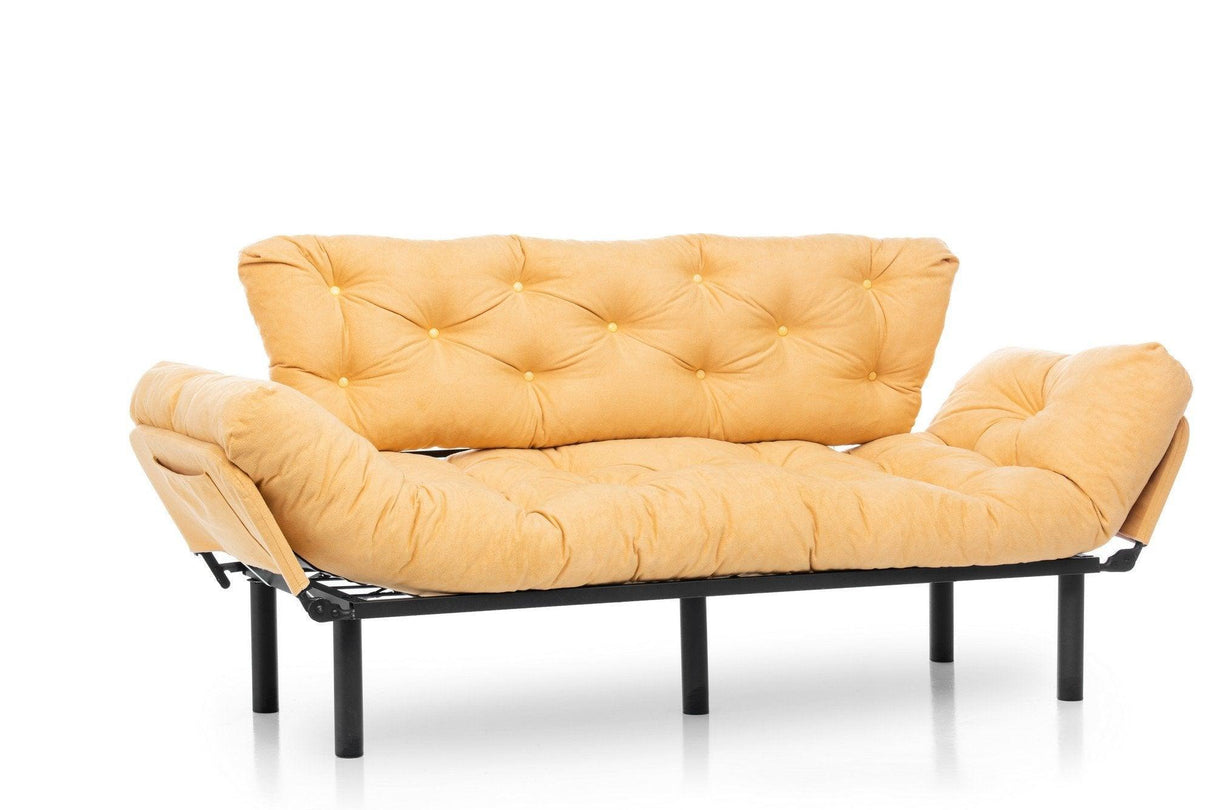 Canapea extensibilă 3 locuri Nitta Triple, Diverse culori, 185x70x85 cm - Muștar | SKU: 859FTN1364 | Canapea extensibilă 3 locuri Nitta Triple, 185x70x85 cm, varianta Muștar, produs pentru amenajarea locuinței, disponibil online în România la CasaMob