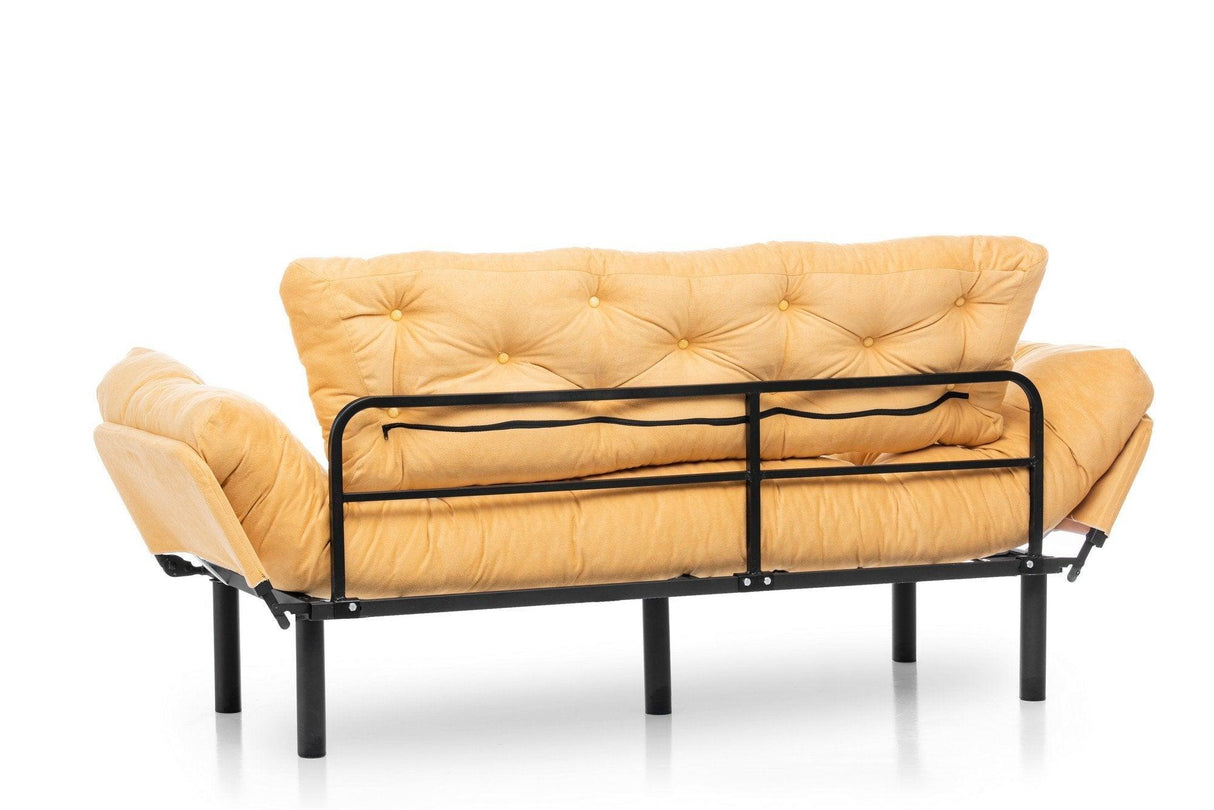 Canapea extensibilă 3 locuri Nitta Triple, Diverse culori, 185x70x85 cm - Muștar | SKU: 859FTN1364 | Canapea extensibilă 3 locuri Nitta Triple, 185x70x85 cm, varianta Muștar, produs pentru amenajarea locuinței, disponibil online în România la CasaMob