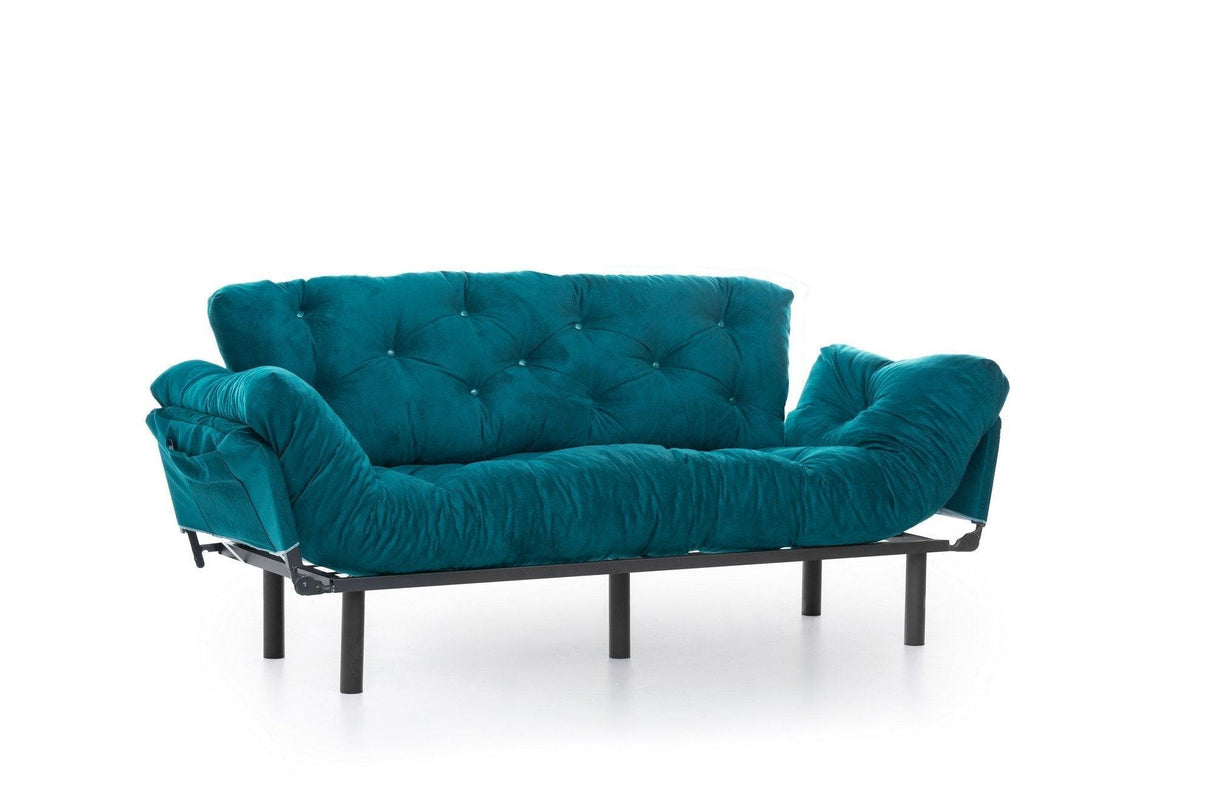 Canapea extensibilă 3 locuri Nitta Triple, Diverse culori, 185x70x85 cm - Verde petrol | SKU: 859FTN1365 | Canapea extensibilă 3 locuri Nitta Triple, 185x70x85 cm, varianta Verde petrol, produs pentru amenajarea locuinței, disponibil online în România la CasaMob