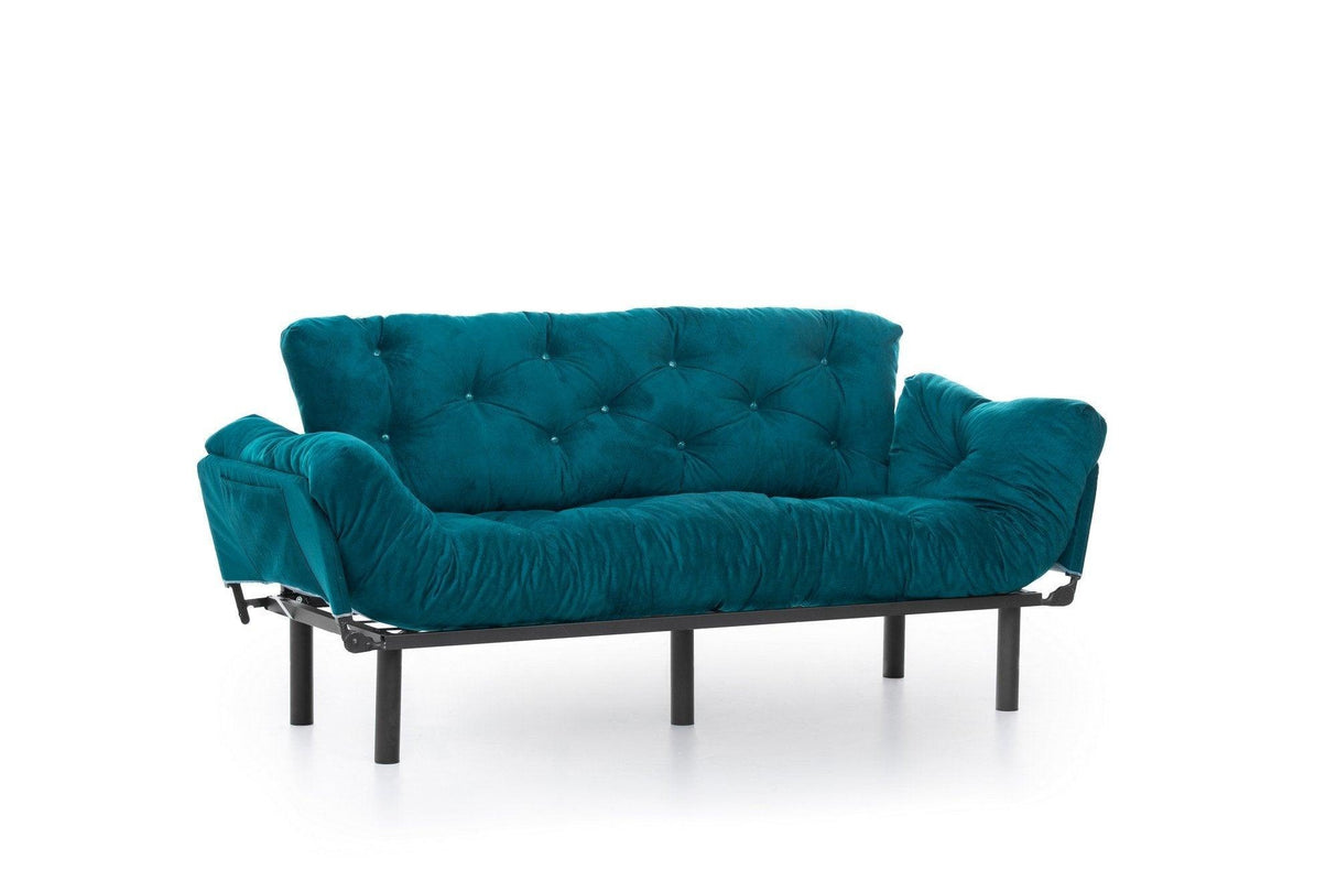 Canapea extensibilă 3 locuri Nitta Triple, Diverse culori, 185x70x85 cm - Verde petrol | SKU: 859FTN1365 | Canapea extensibilă 3 locuri Nitta Triple, 185x70x85 cm, varianta Verde petrol, produs pentru amenajarea locuinței, disponibil online în România la CasaMob