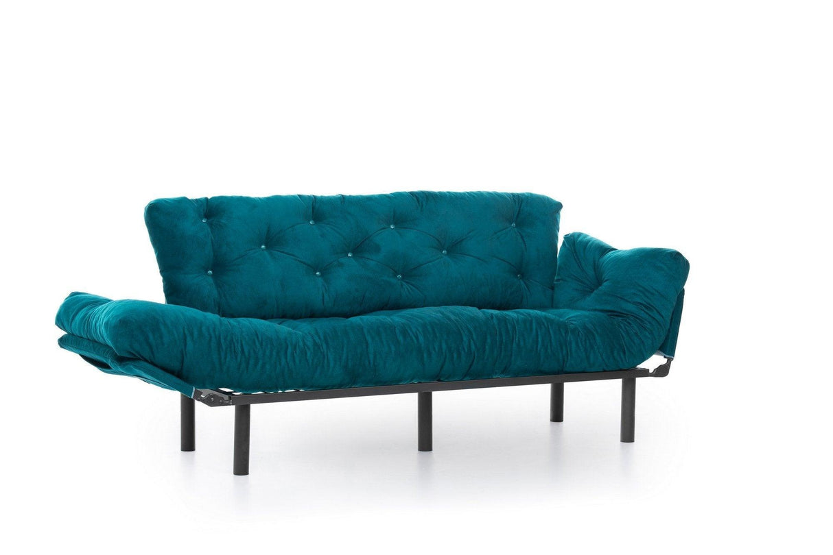 Canapea extensibilă 3 locuri Nitta Triple, Diverse culori, 185x70x85 cm - Verde petrol | SKU: 859FTN1365 | Canapea extensibilă 3 locuri Nitta Triple, 185x70x85 cm, varianta Verde petrol, produs pentru amenajarea locuinței, disponibil online în România la CasaMob