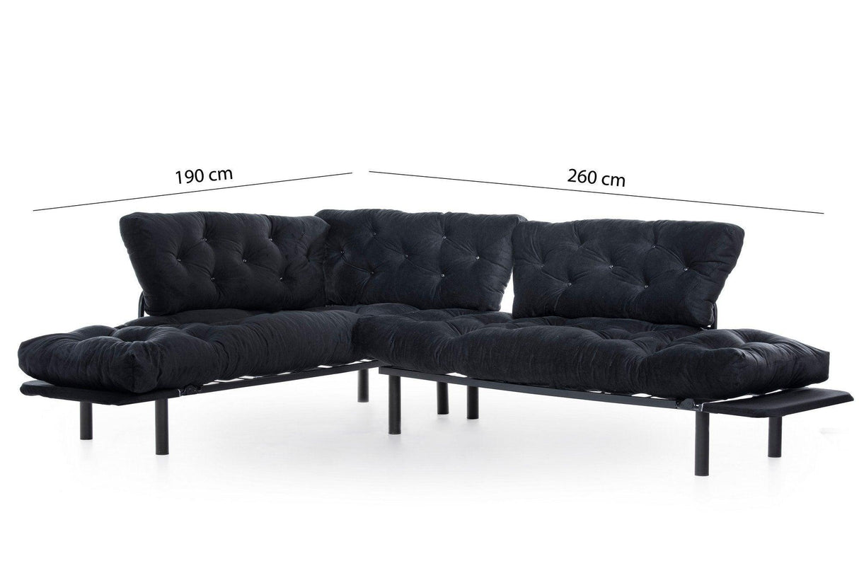 Canapea extensibilă de colț Mocca, interschimbabil, Diverse culori, 147x53x45 cm - Negru | SKU: 859FTN2007 | Canapea extensibilă de colț Mocca, interschimbabil, 147x53x45 cm, varianta Negru, produs pentru amenajarea locuinței, disponibil online în România la CasaMob