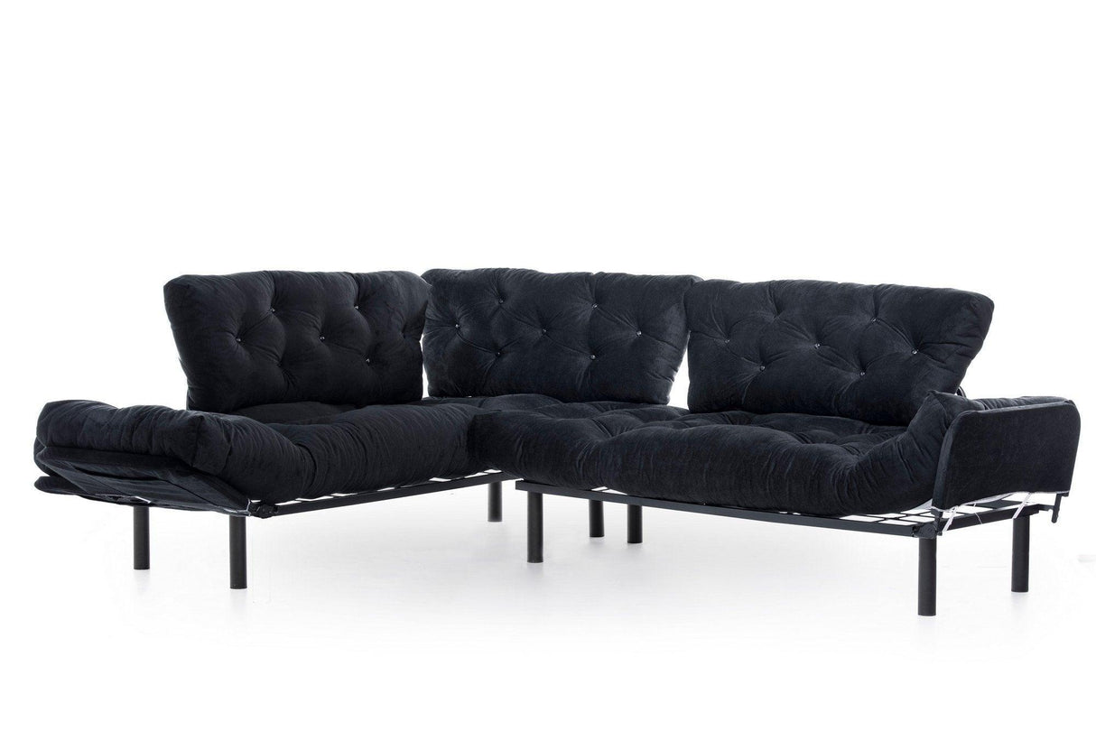 Canapea extensibilă de colț Mocca, interschimbabil, Diverse culori, 147x53x45 cm - Negru | SKU: 859FTN2007 | Canapea extensibilă de colț Mocca, interschimbabil, 147x53x45 cm, varianta Negru, produs pentru amenajarea locuinței, disponibil online în România la CasaMob