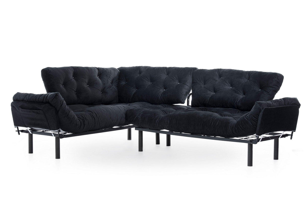 Canapea extensibilă de colț Mocca, interschimbabil, Diverse culori, 147x53x45 cm - Negru | SKU: 859FTN2007 | Canapea extensibilă de colț Mocca, interschimbabil, 147x53x45 cm, varianta Negru, produs pentru amenajarea locuinței, disponibil online în România la CasaMob
