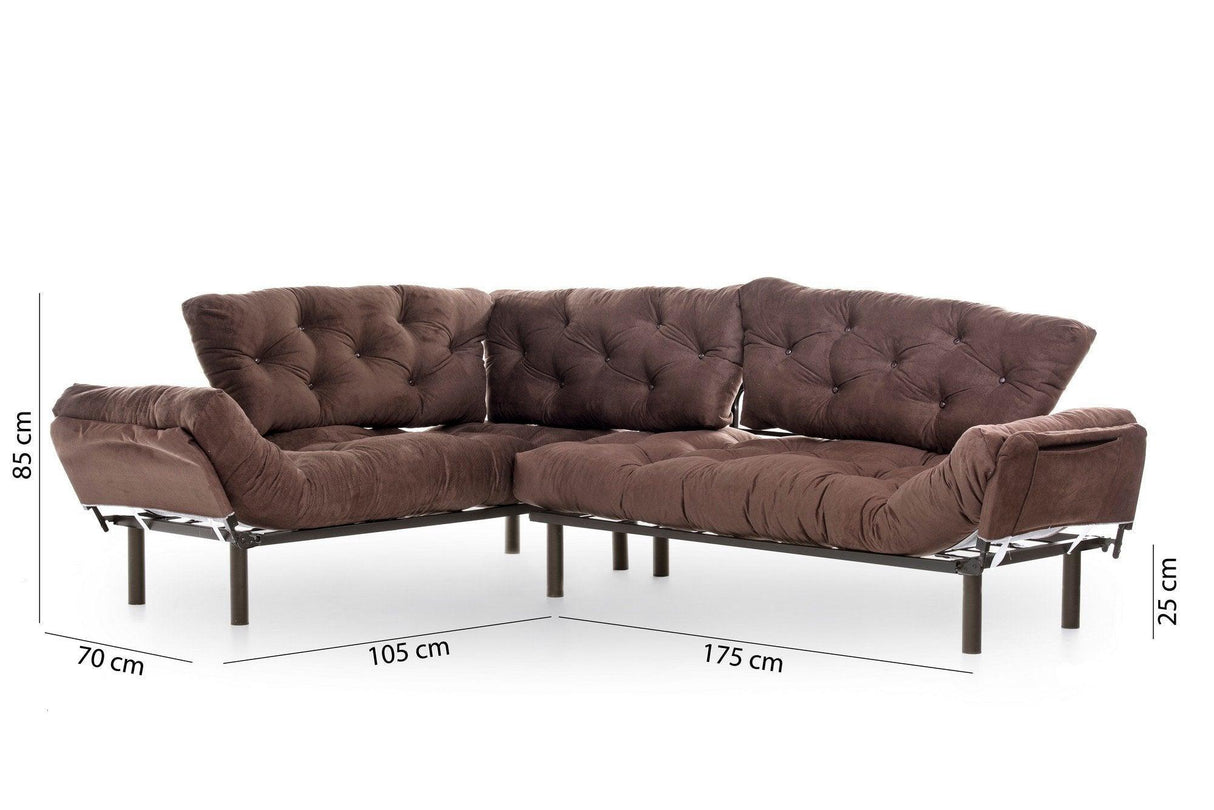 Canapea extensibilă de colț Mocca, interschimbabil, Diverse culori, 147x53x45 cm - Maro | SKU: 859FTN2009 | Canapea extensibilă de colț Mocca, interschimbabil, 147x53x45 cm, varianta Maro, produs pentru amenajarea locuinței, disponibil online în România la CasaMob