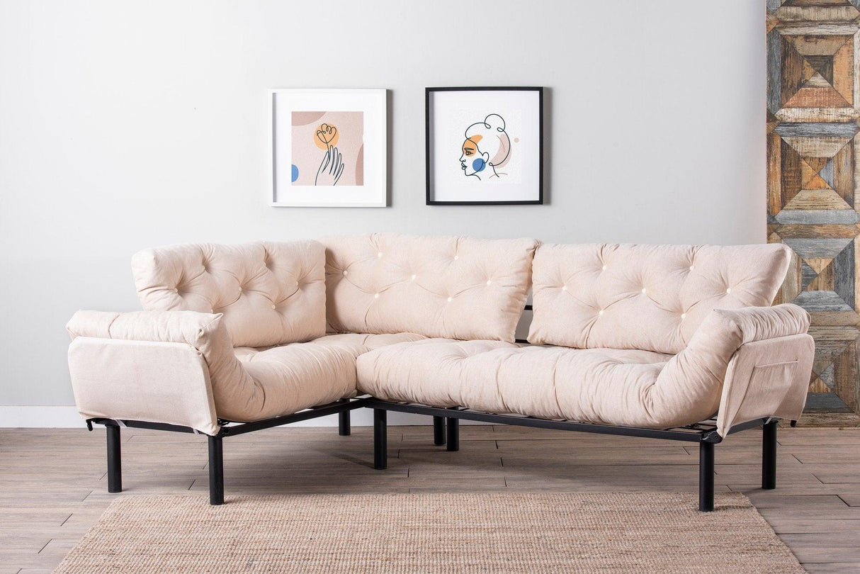 Canapea extensibilă de colț Mocca, interschimbabil, Diverse culori, 147x53x45 cm - Bej | SKU: 859FTN2010 | Canapea extensibilă de colț Mocca, interschimbabil, 147x53x45 cm, varianta Bej, produs pentru amenajarea locuinței, disponibil online în România la CasaMob