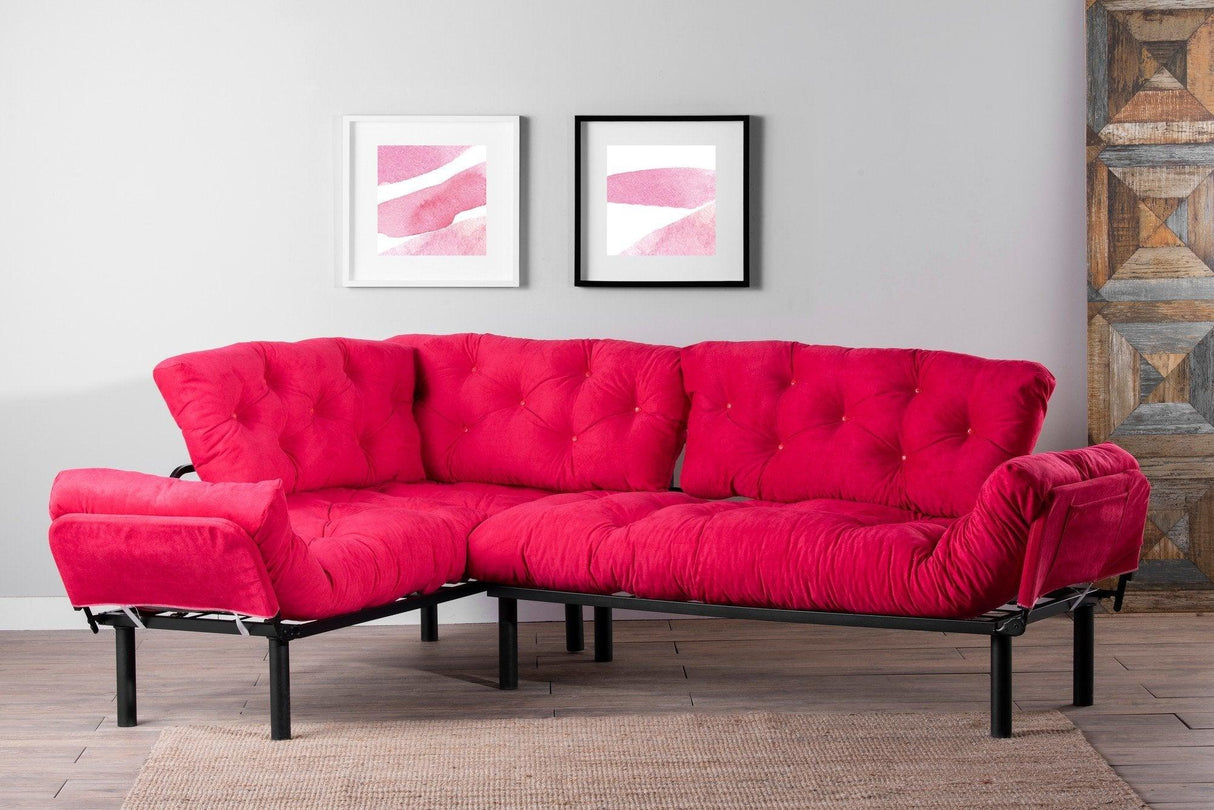 Canapea extensibilă de colț Mocca, interschimbabil, Diverse culori, 147x53x45 cm - Roz | SKU: 859FTN2011 | Canapea extensibilă de colț Mocca, interschimbabil, 147x53x45 cm, varianta Roz, produs pentru amenajarea locuinței, disponibil online în România la CasaMob