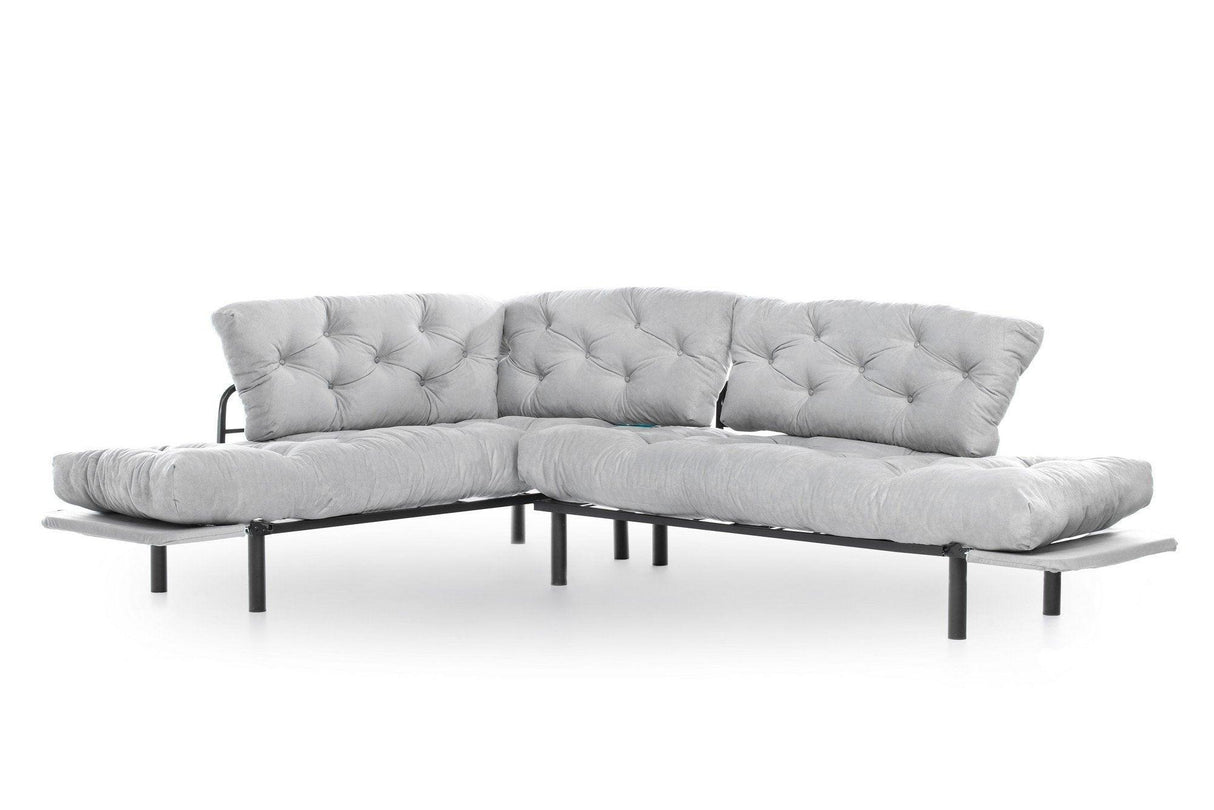 Canapea extensibilă de colț Mocca, interschimbabil, Diverse culori, 147x53x45 cm - Gri deschis | SKU: 859FTN2012 | Canapea extensibilă de colț Mocca, interschimbabil, 147x53x45 cm, varianta Gri deschis, produs pentru amenajarea locuinței, disponibil online în România la CasaMob