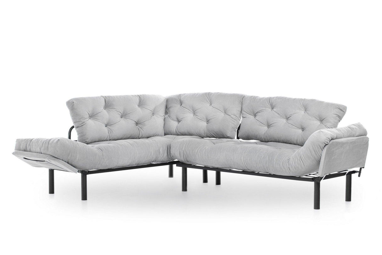 Canapea extensibilă de colț Mocca, interschimbabil, Diverse culori, 147x53x45 cm - Gri deschis | SKU: 859FTN2012 | Canapea extensibilă de colț Mocca, interschimbabil, 147x53x45 cm, varianta Gri deschis, produs pentru amenajarea locuinței, disponibil online în România la CasaMob