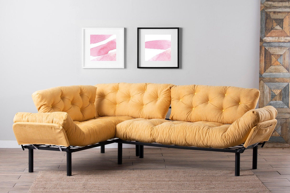 Canapea extensibilă de colț Mocca, interschimbabil, Diverse culori, 147x53x45 cm - Galben | SKU: 859FTN2014 | Canapea extensibilă de colț Mocca, interschimbabil, 147x53x45 cm, varianta Galben, produs pentru amenajarea locuinței, disponibil online în România la CasaMob