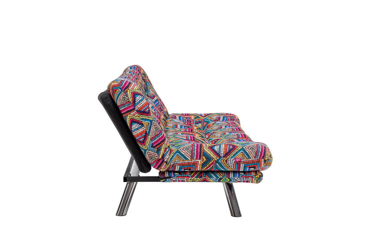 Canapea extensibilă 3 locuri Misa, Patchwork, Multicolor, 175x52x40 cm